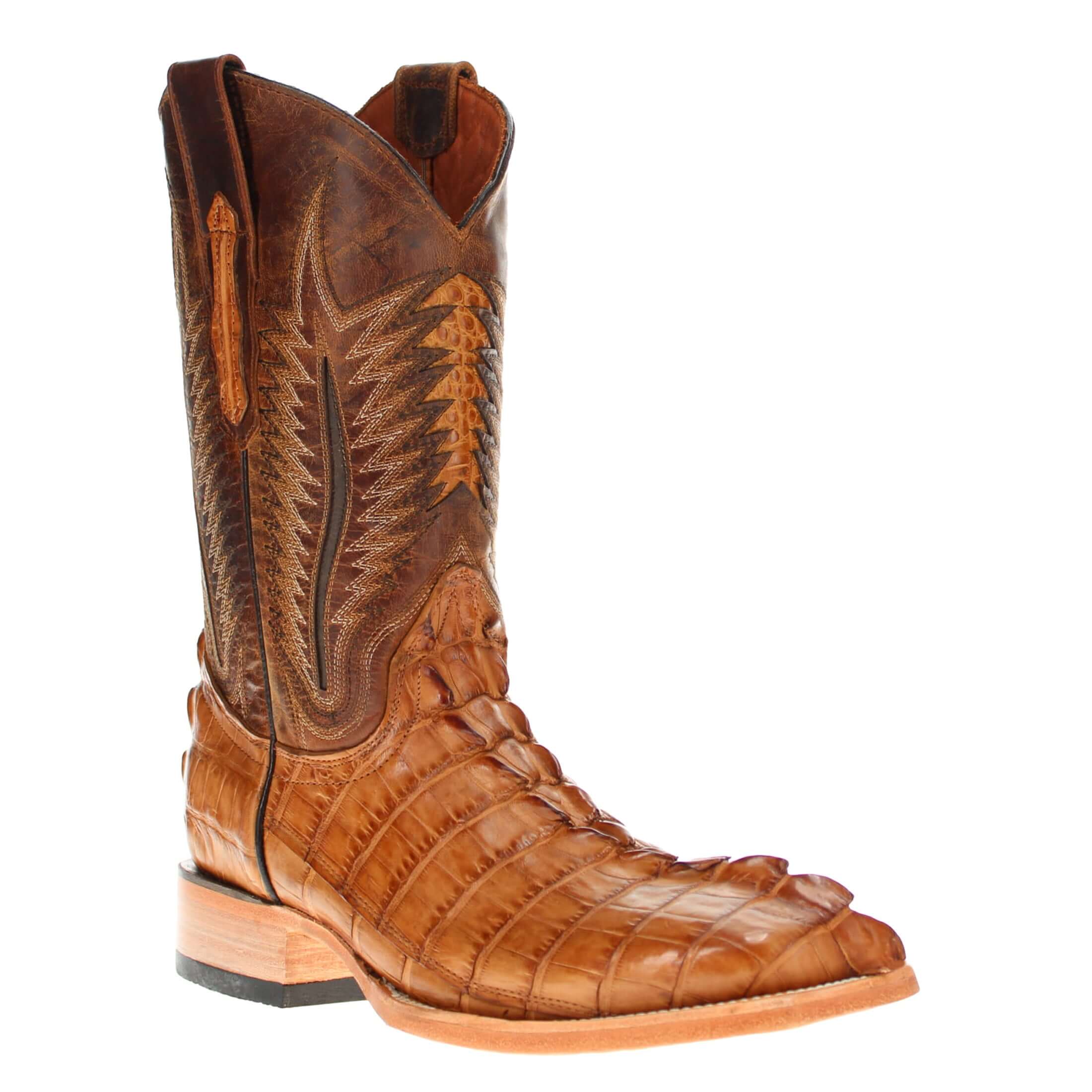 Men's Tan Hornback Alligator Square Toe Vaccari Boots