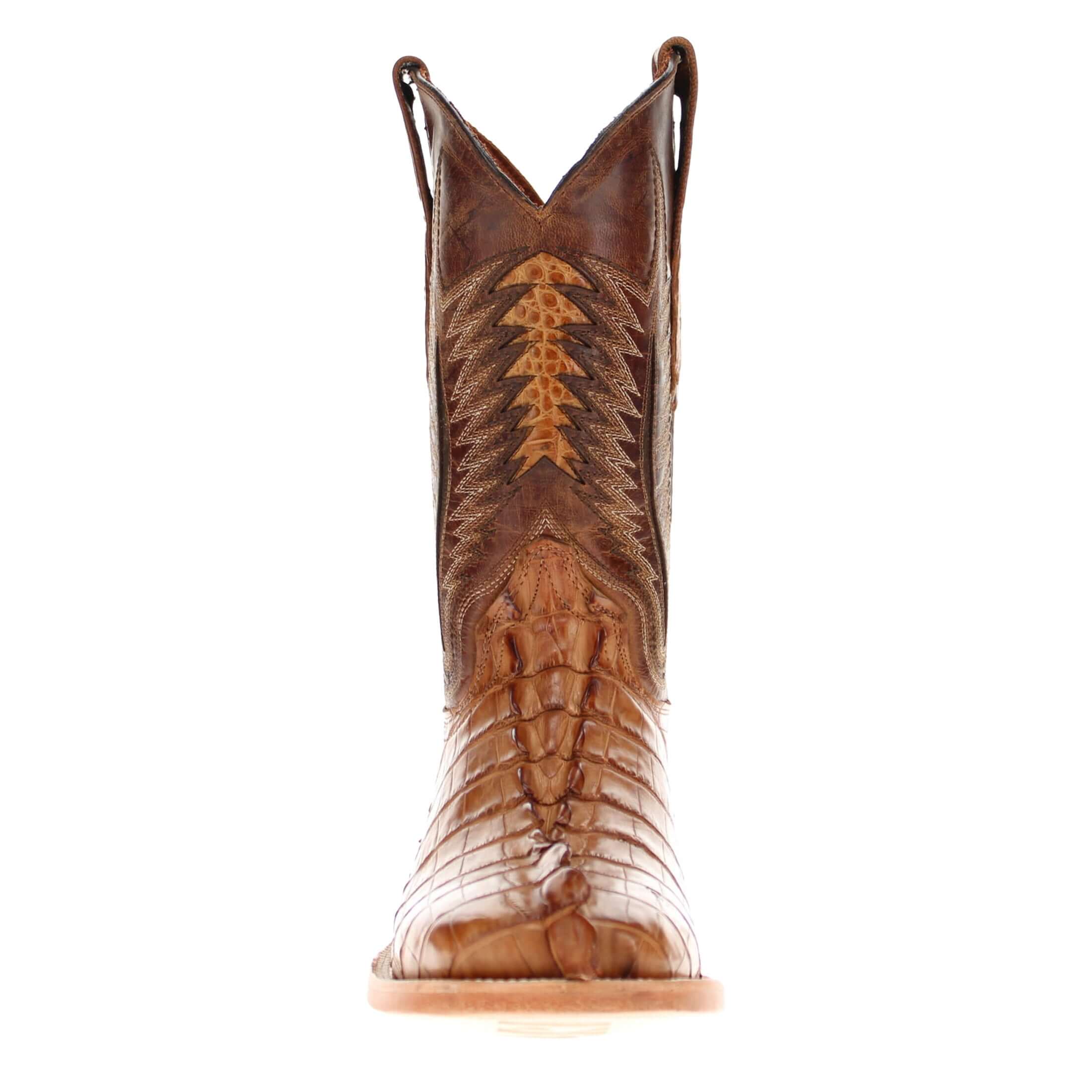 Men's Tan Hornback Alligator Square Toe Vaccari Boots