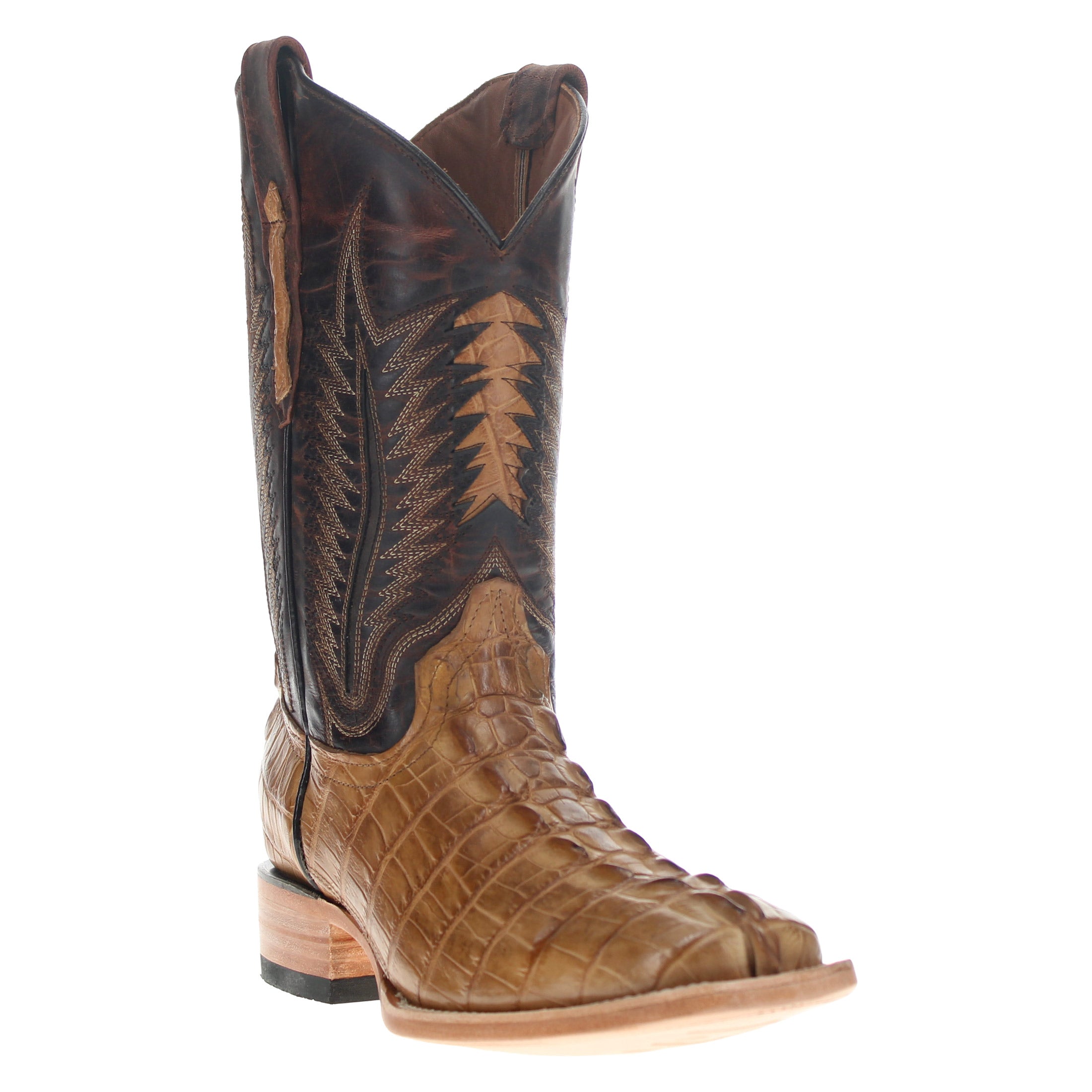 Men's Tan Hornback American Alligator Paxton Square Toe Vaccari Boots