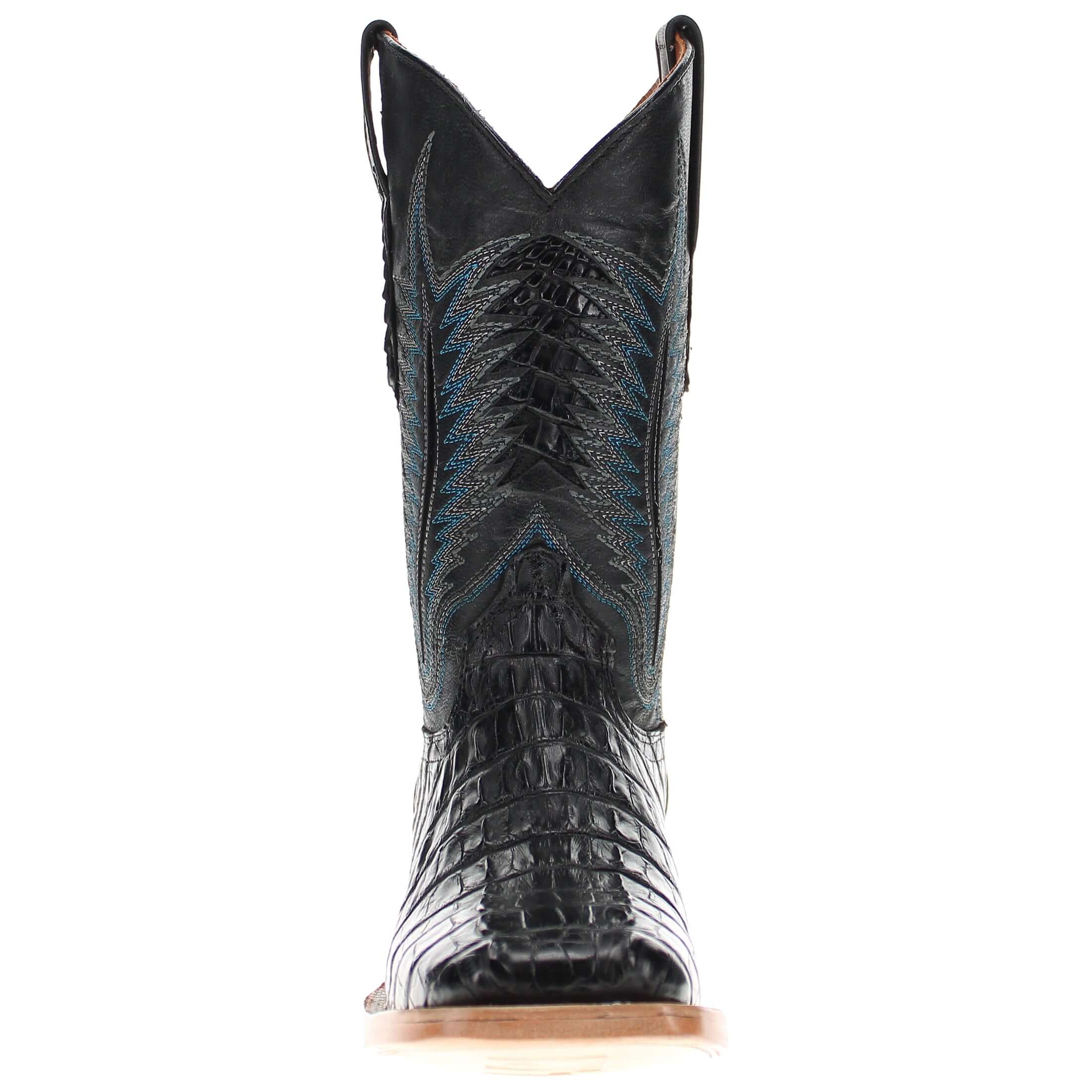 Men's Black Hornback Alligator Square Toe Vaccari Boots