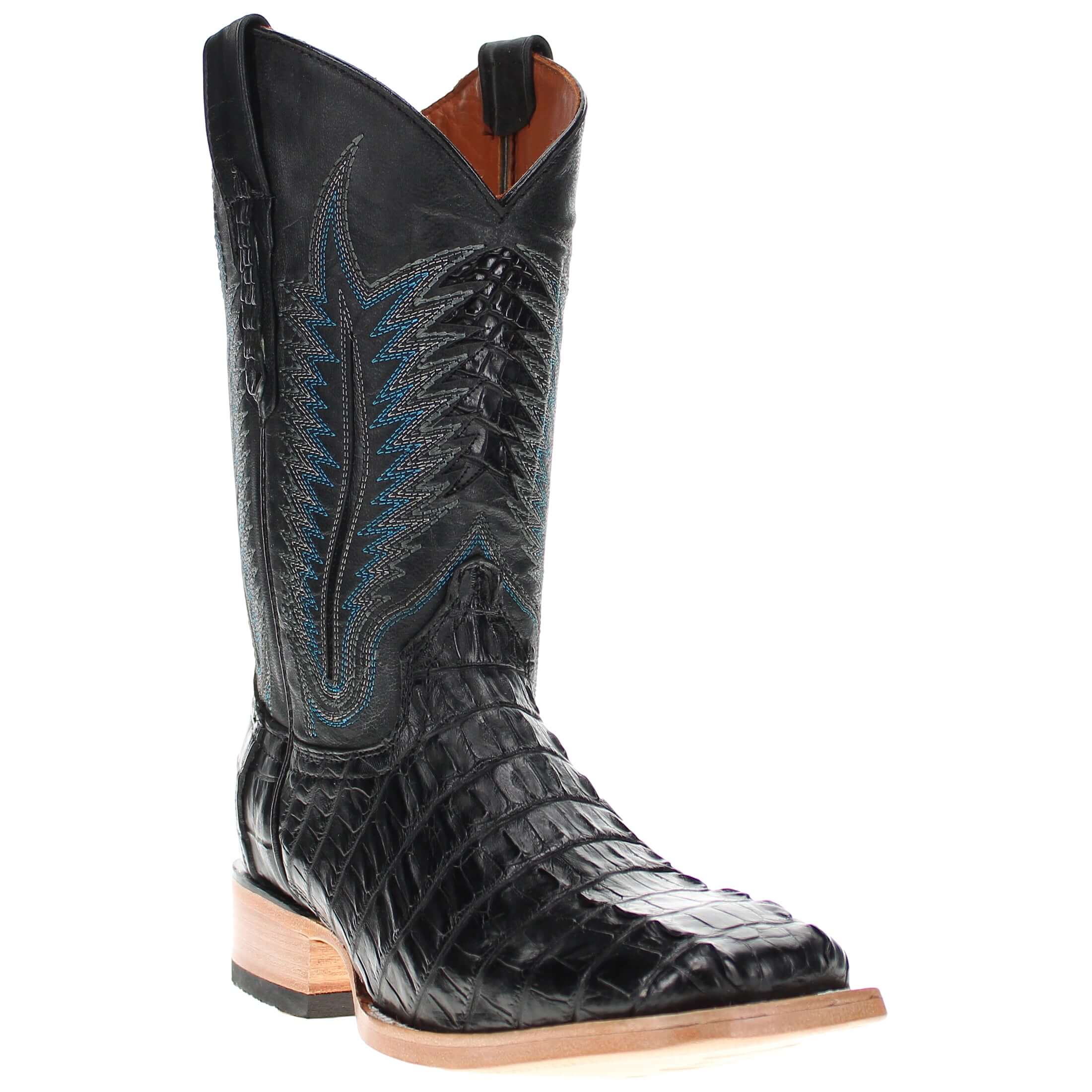 Men's Black Hornback Alligator Square Toe Vaccari Boots