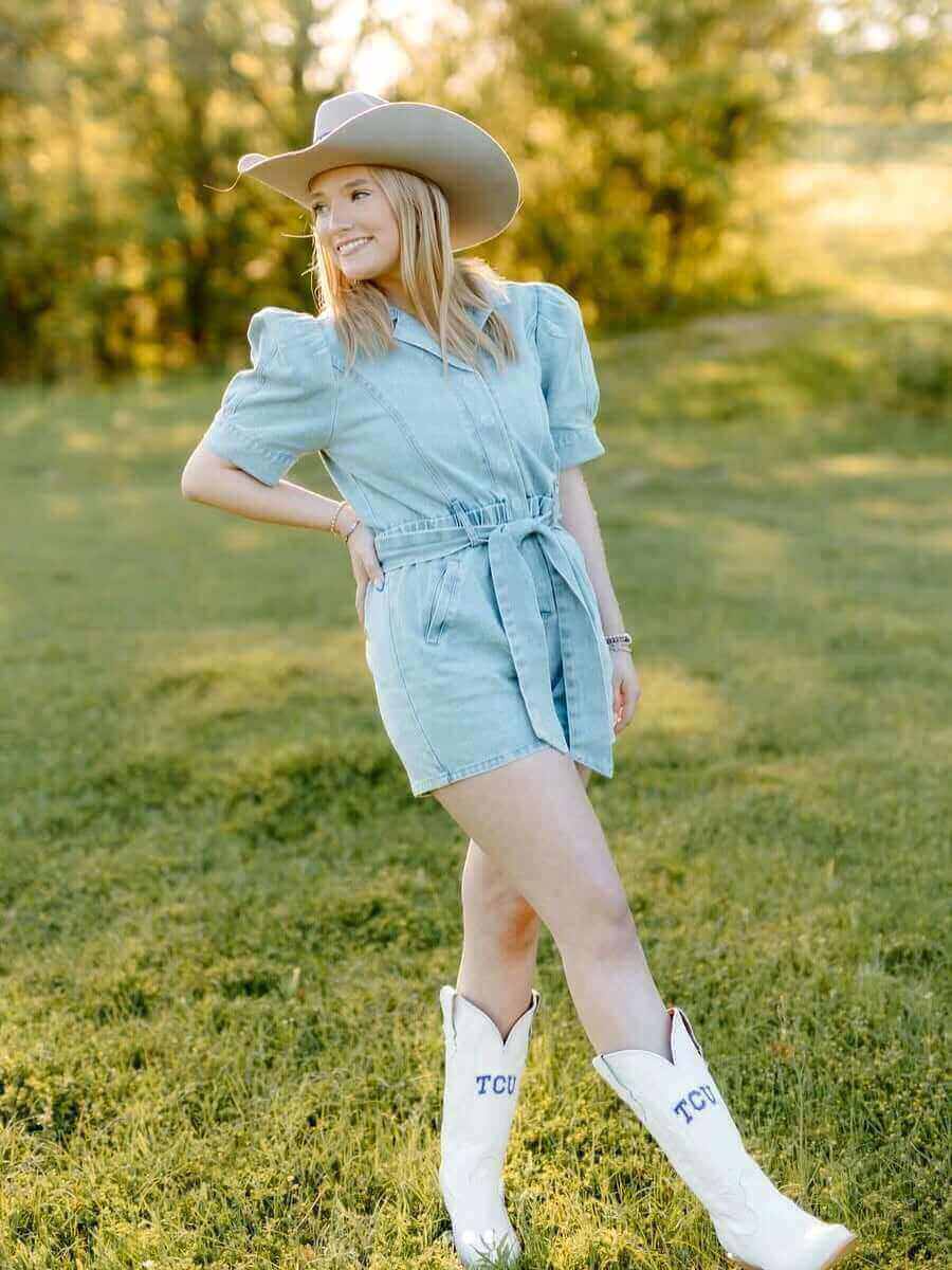 Women's TCU White Cowgirl Boots Leighton by Vaccari University