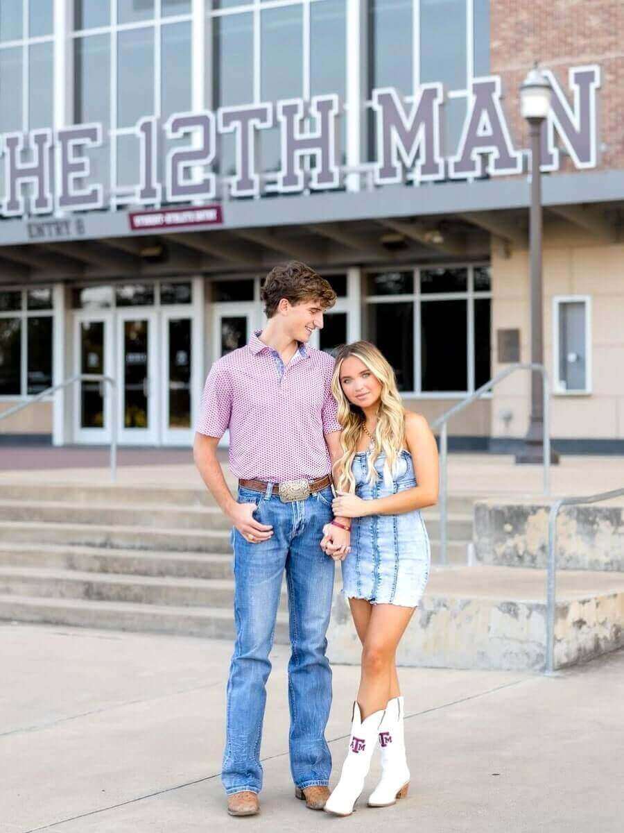 Women's Texas A&M White Cowgirl Boots Leighton by Vaccari University