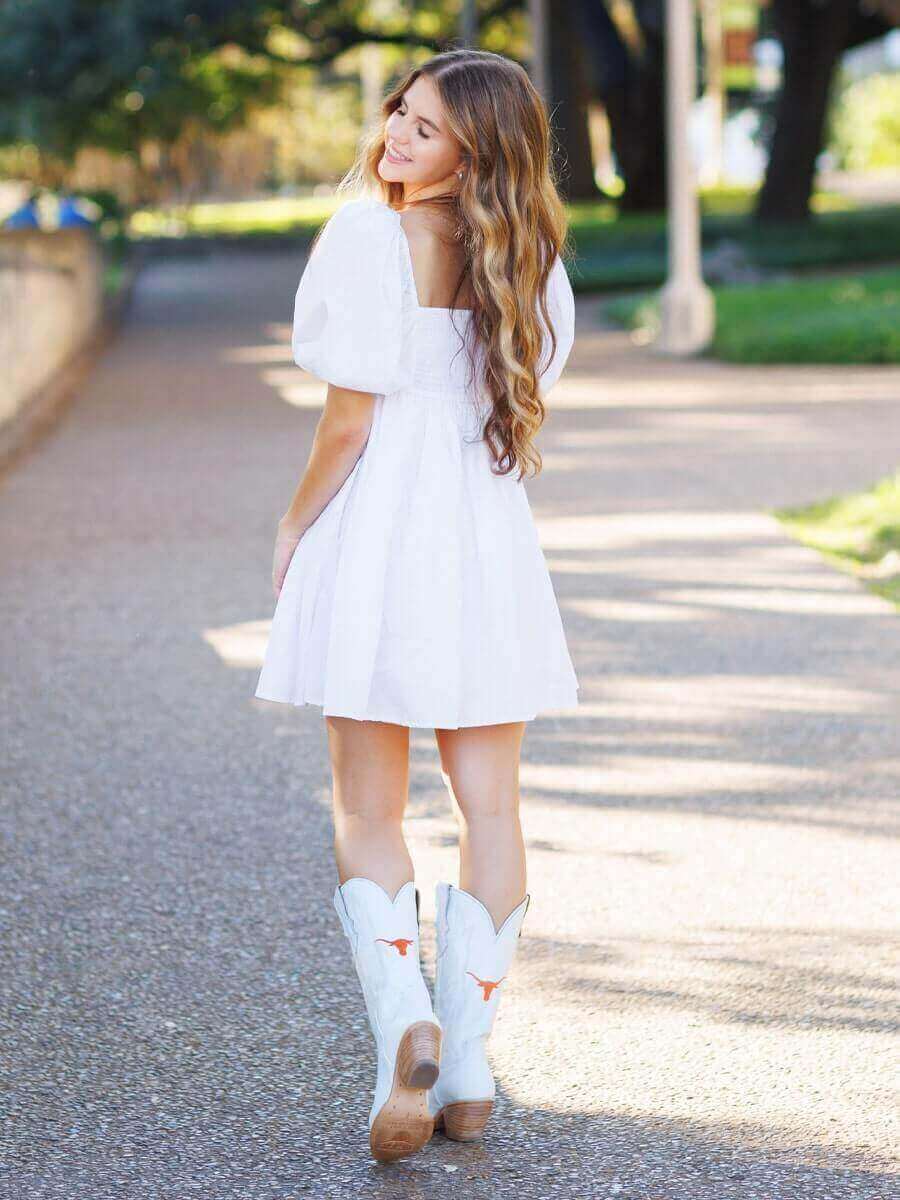 Women's University of Texas White Cowgirl Boots Leighton by Vaccari University