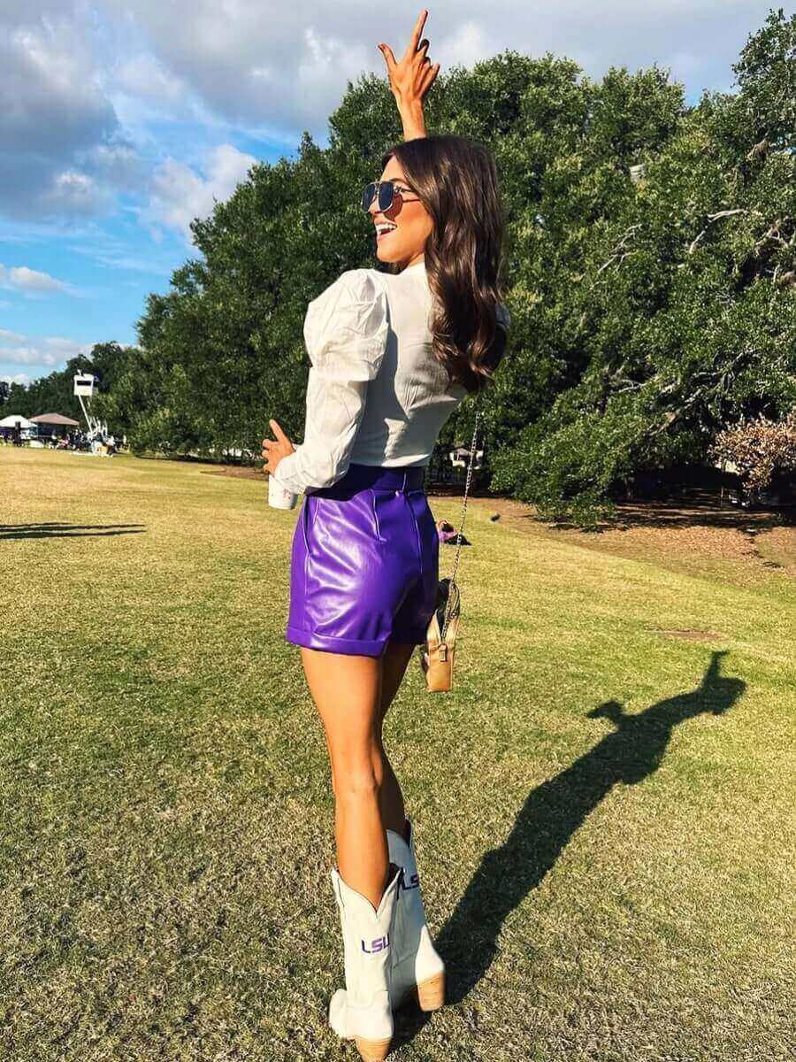 Women's LSU White Cowgirl Boots Leighton by Vaccari University