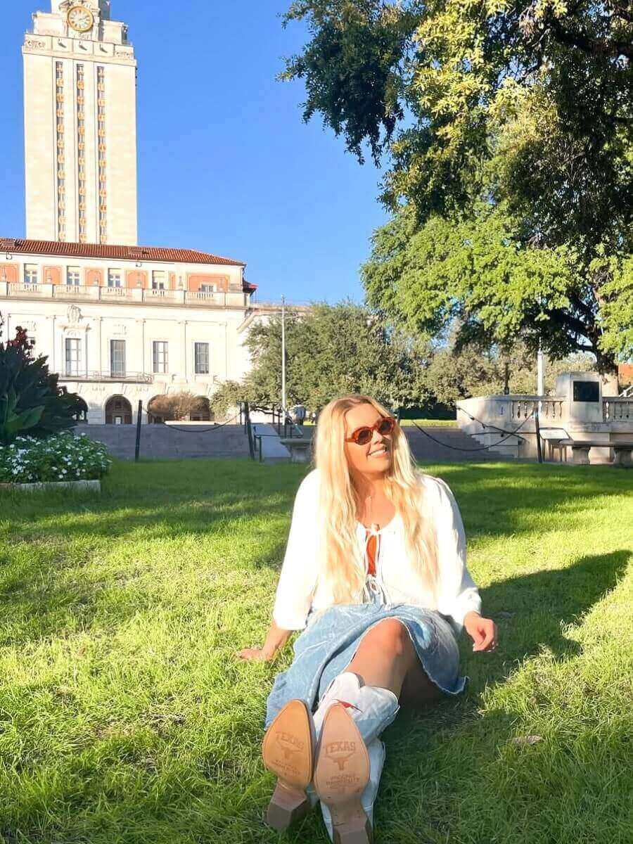 Women's University of Texas White Cowgirl Boots Leighton by Vaccari University