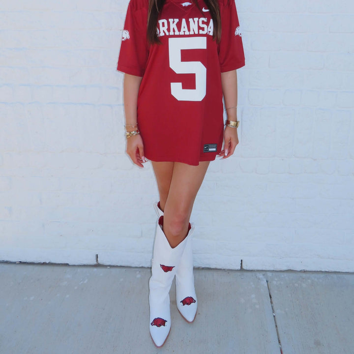 University of Arkansas Blair Tall White Boot By V By Vaccari