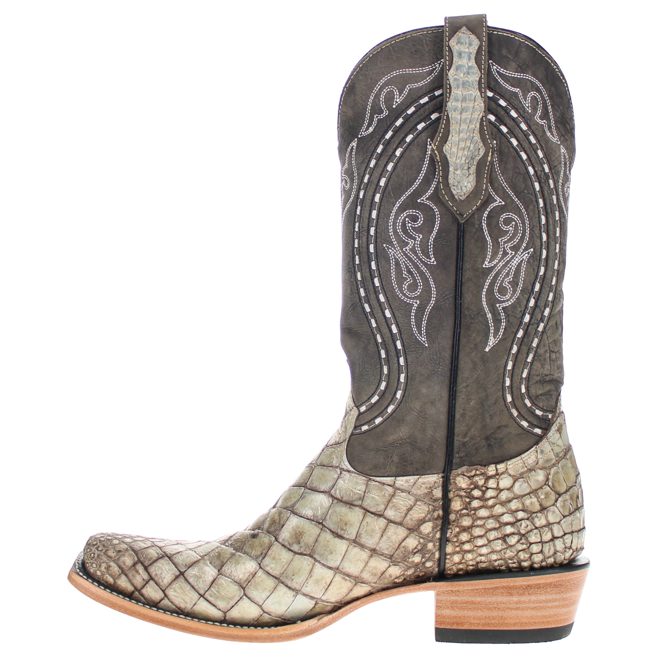 Men's Natural Angle Cut American Alligator Belly JW Toe Cowboy Boots by Vaccari
