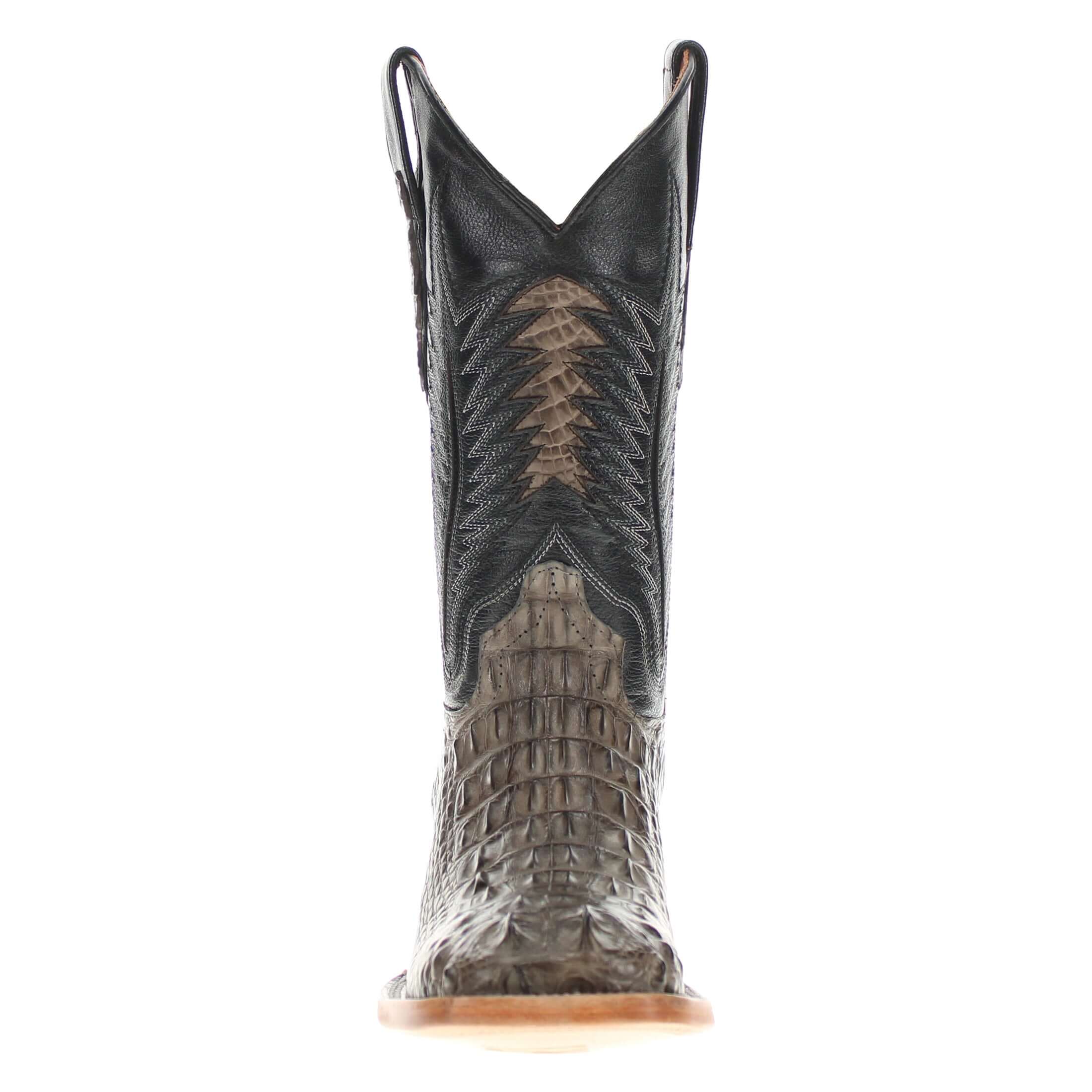 Men's Grey Head Cut American Alligator Square Toe Cowboy Boots by Vaccari