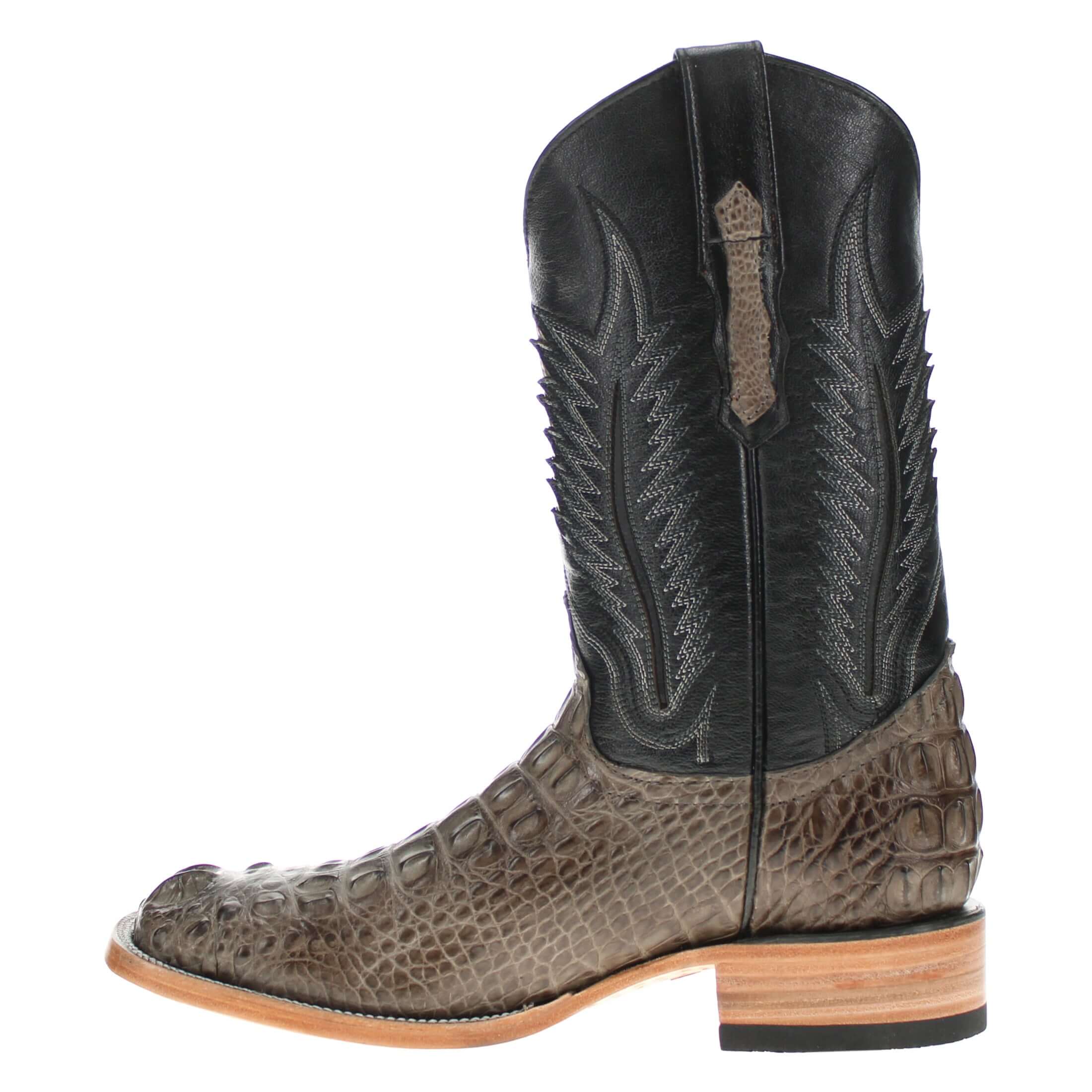 Men's Grey Head Cut American Alligator Square Toe Cowboy Boots by Vaccari