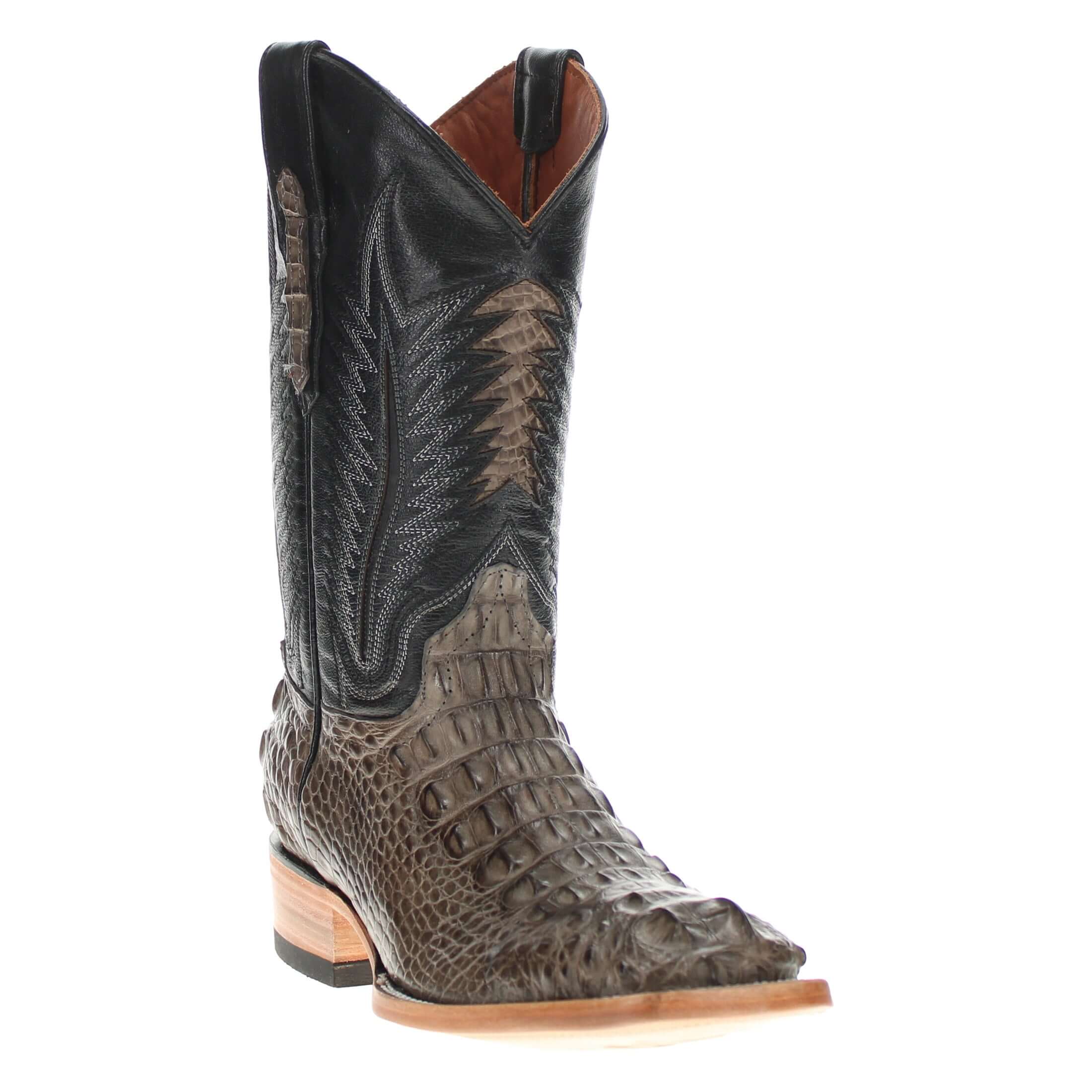 Men's Grey Head Cut American Alligator Square Toe Cowboy Boots by Vaccari
