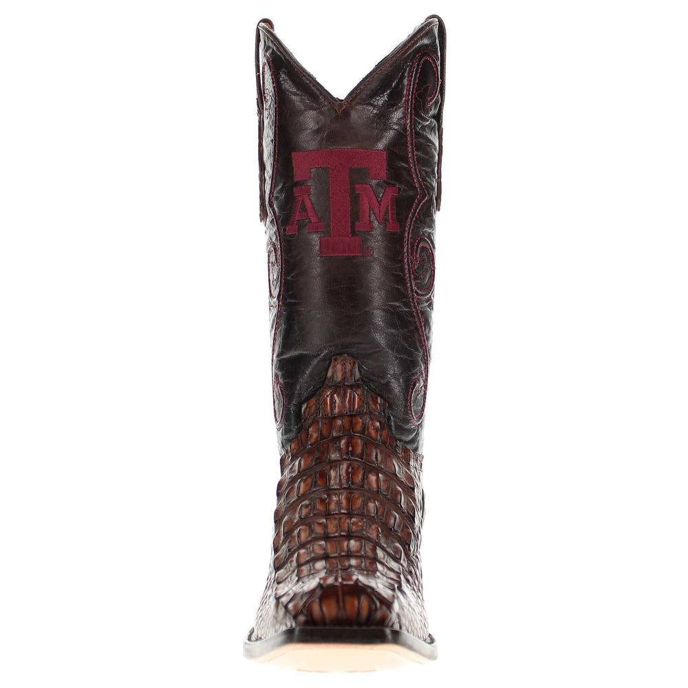 Men's University of Texas A&M Aggies Mocha JW Toe Hornback American Alligator Cowboy Boots David by Vaccari