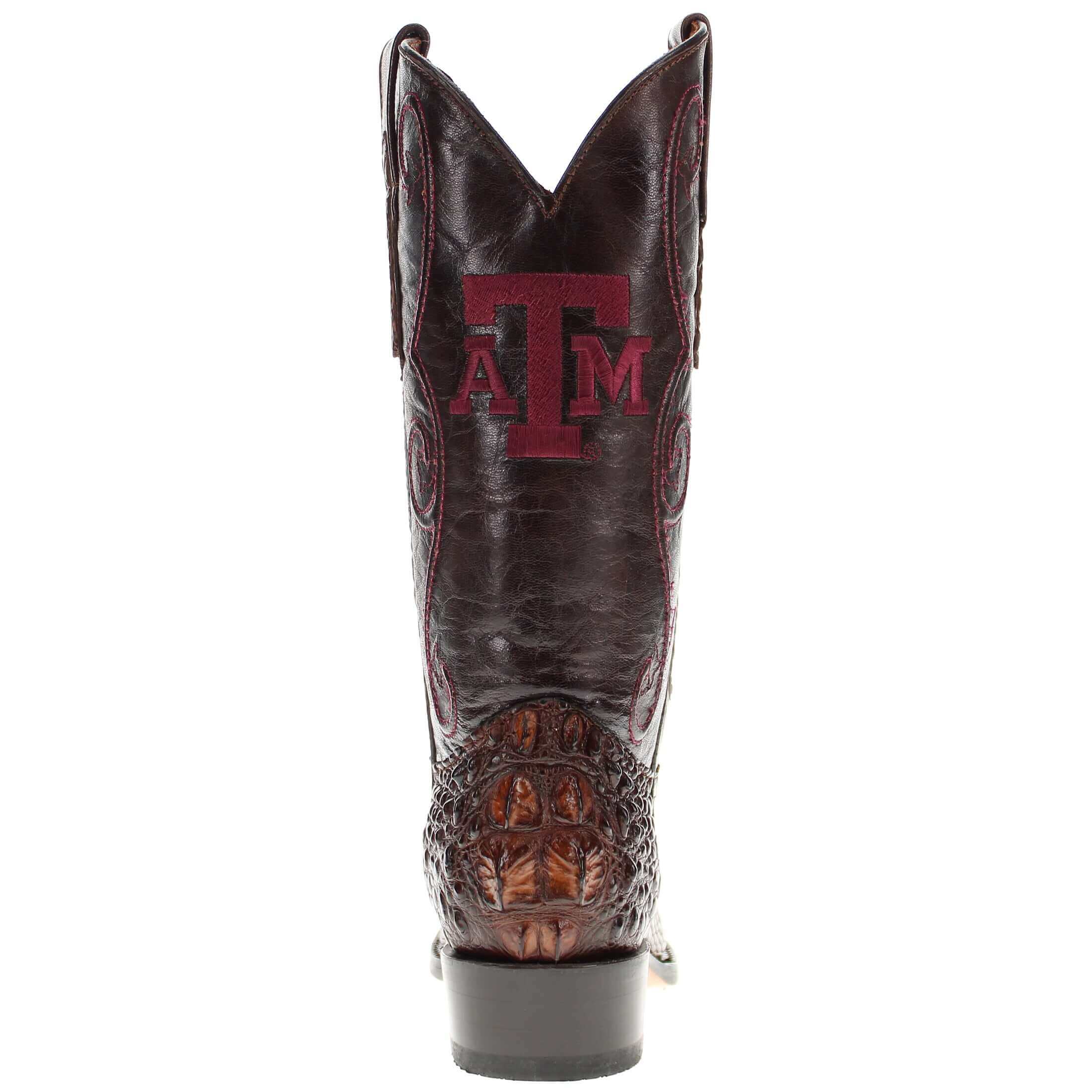 Men's University of Texas A&M Aggies Mocha JW Toe Hornback American Alligator Cowboy Boots David by Vaccari