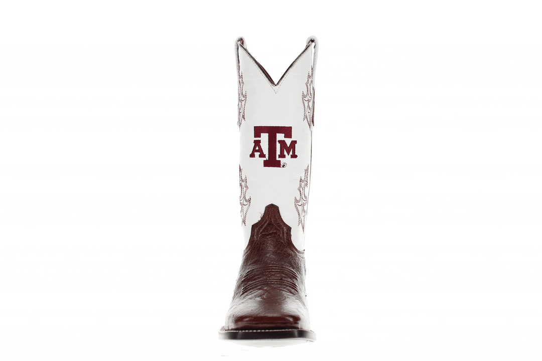 Men's University of Texas A&M Aggies Cowboy Boots | Mocha Broad Square/JW Smooth Ostrich Boots | Officially Licensed | Brooks #select-a-toe_square