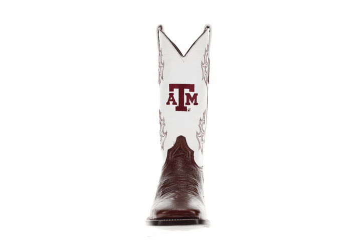 Men's University of Texas A&M Aggies Cowboy Boots | Mocha Broad Square/JW Smooth Ostrich Boots | Officially Licensed | Brooks #select-a-toe_square