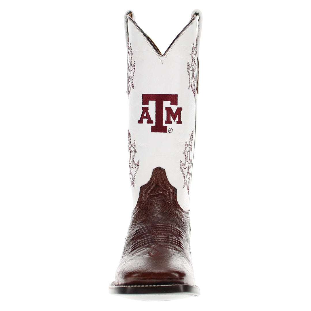 Men's University of Texas A&M Aggies Cowboy Boots | Mocha Broad Square/JW Smooth Ostrich Boots | Officially Licensed | Brooks #select-a-toe_square