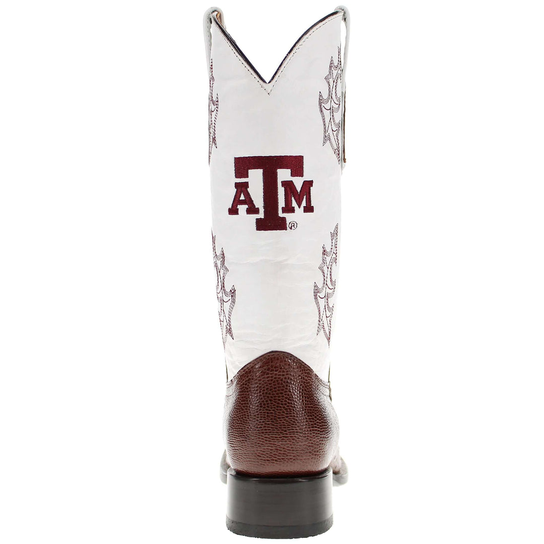 Men's University of Texas A&M Aggies Cowboy Boots | Mocha Broad Square/JW Smooth Ostrich Boots | Officially Licensed | Brooks #select-a-toe_square