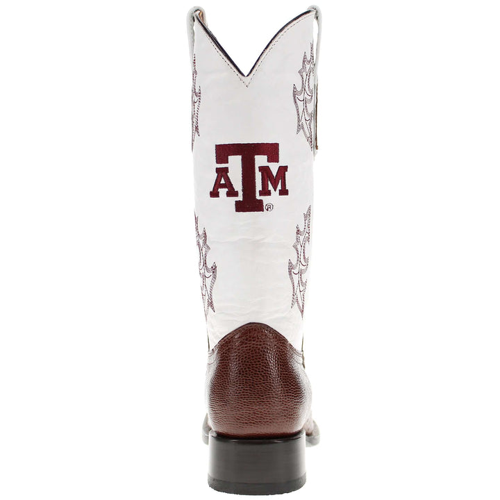 Men's University of Texas A&M Aggies Cowboy Boots | Mocha Broad Square/JW Smooth Ostrich Boots | Officially Licensed | Brooks #select-a-toe_square