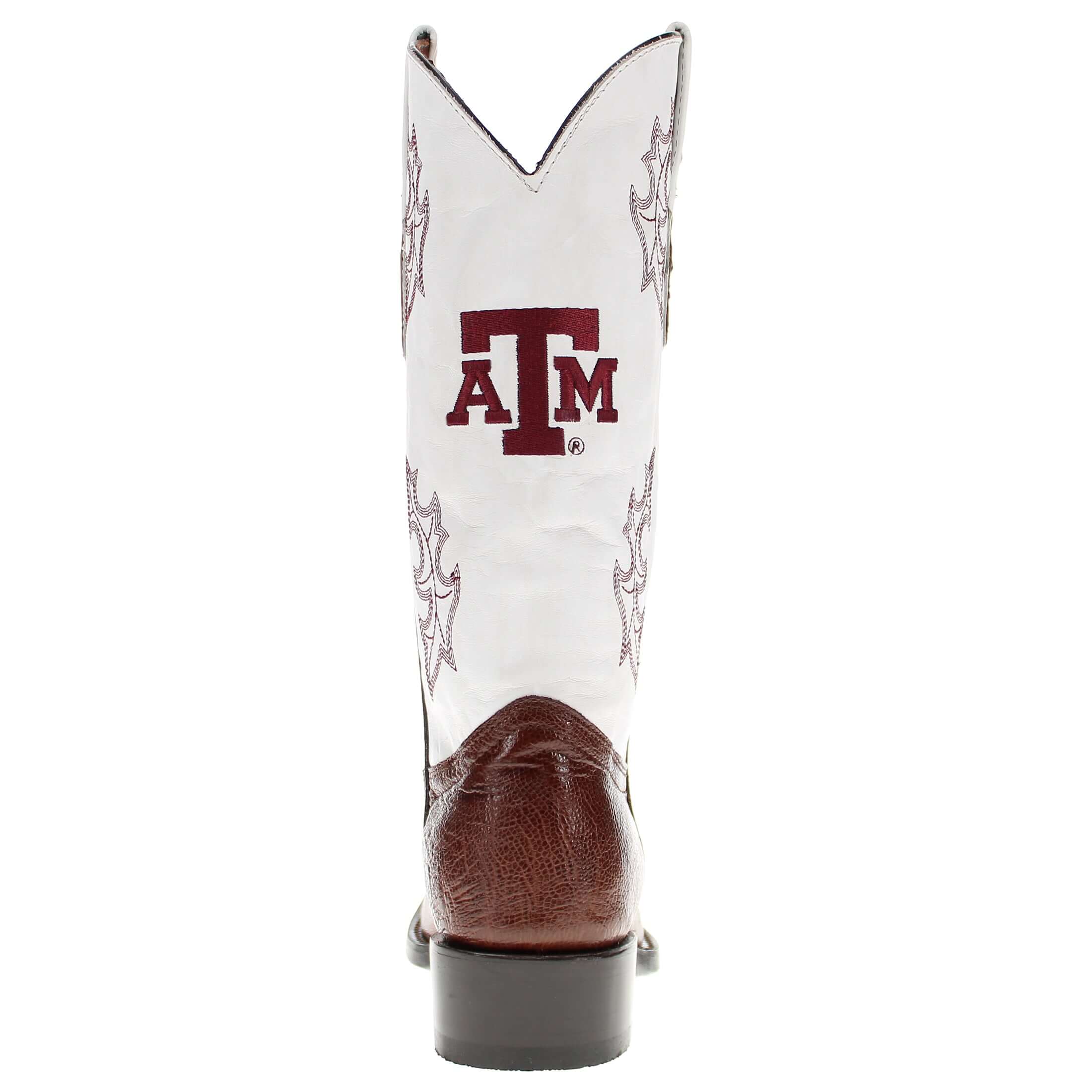 Men's University of Texas A&M Aggies Cowboy Boots | Mocha Broad Square/JW Smooth Ostrich Boots | Officially Licensed | Brooks #select-a-toe_jw