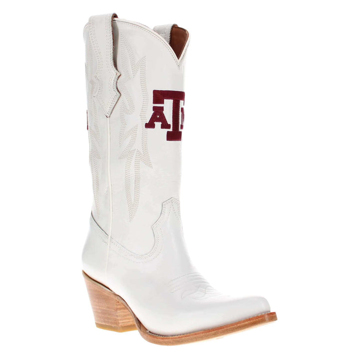 Women's Texas A&M Aggies All White Pointed Toe Cowgirl Boots Leighton Vaccari University
