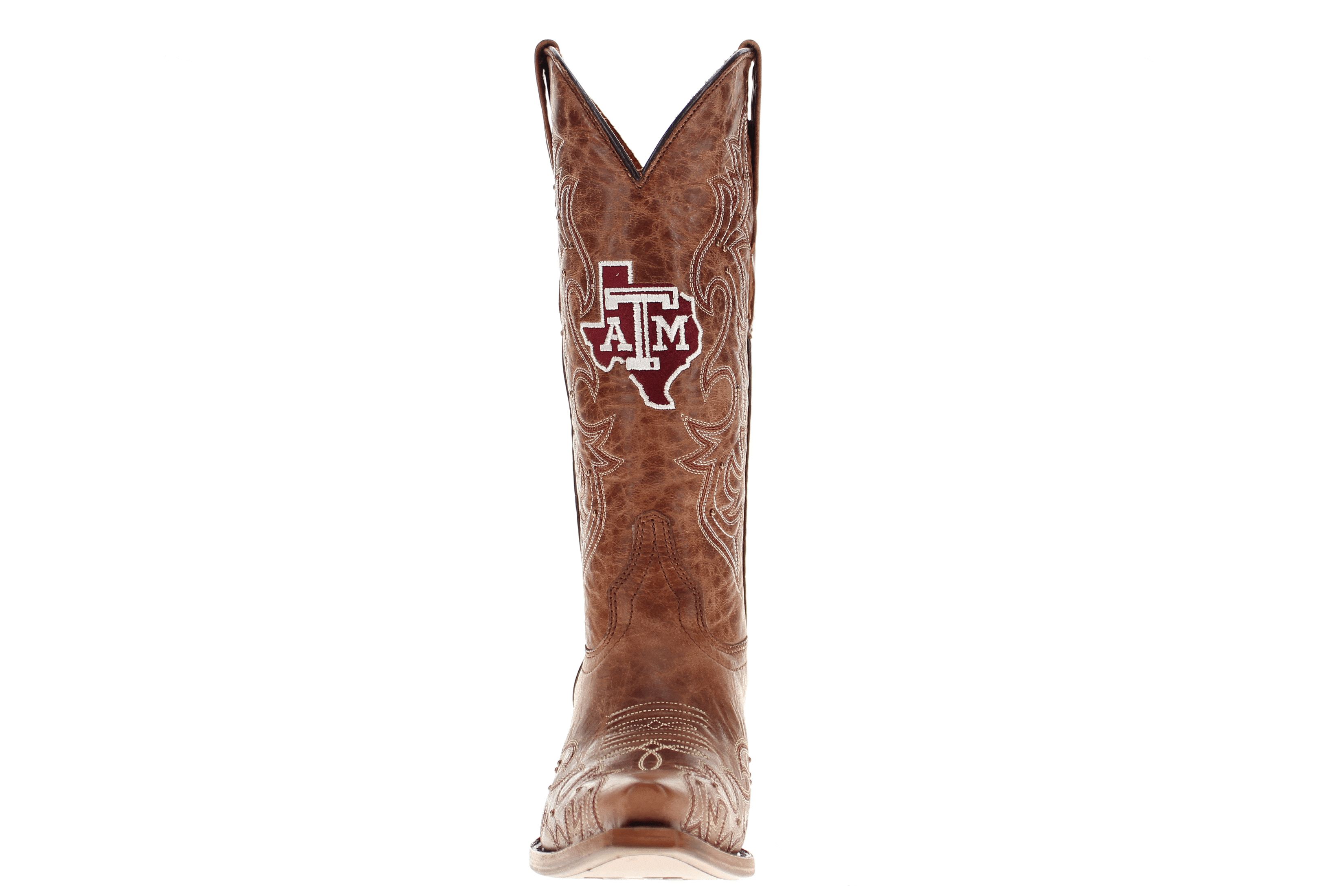 Women's Texas A&M Aggies Cowgirl Boots | Gold studs Brown Snip Toe Boots | Officially Licensed | Annie