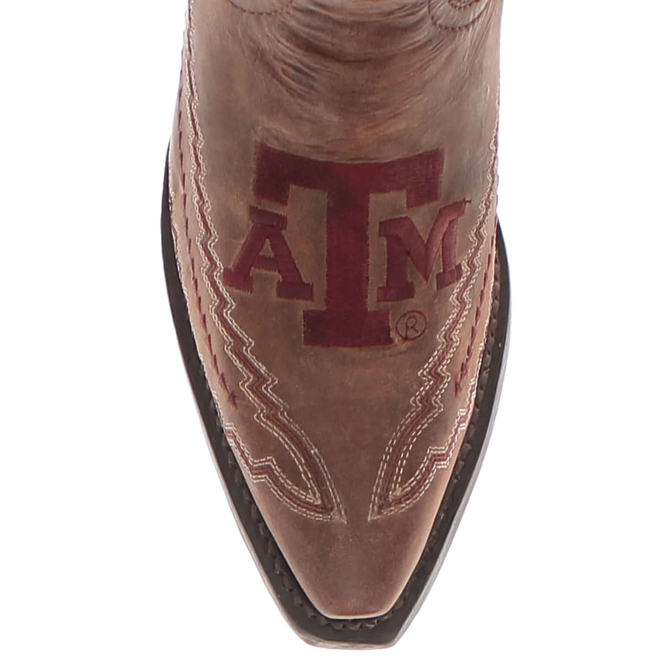 Women's Texas A&M University Aggies Cowgirl Boots | Brown Snip Toe Boots | Officially Licensed | Naomi