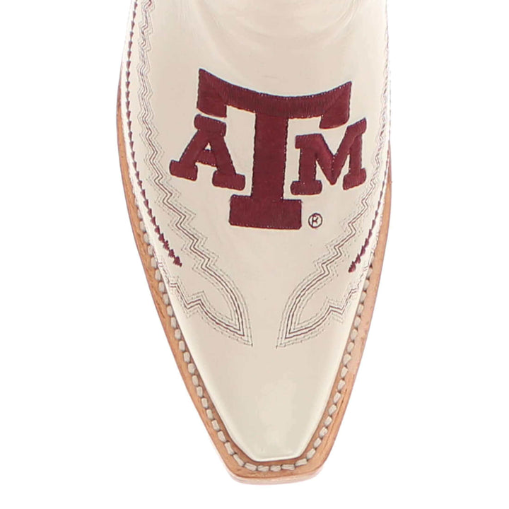 Women's Texas A&M Aggies Cowgirl Boots | TAMU White Snip Toe Boots | Officially Licensed | Naomi