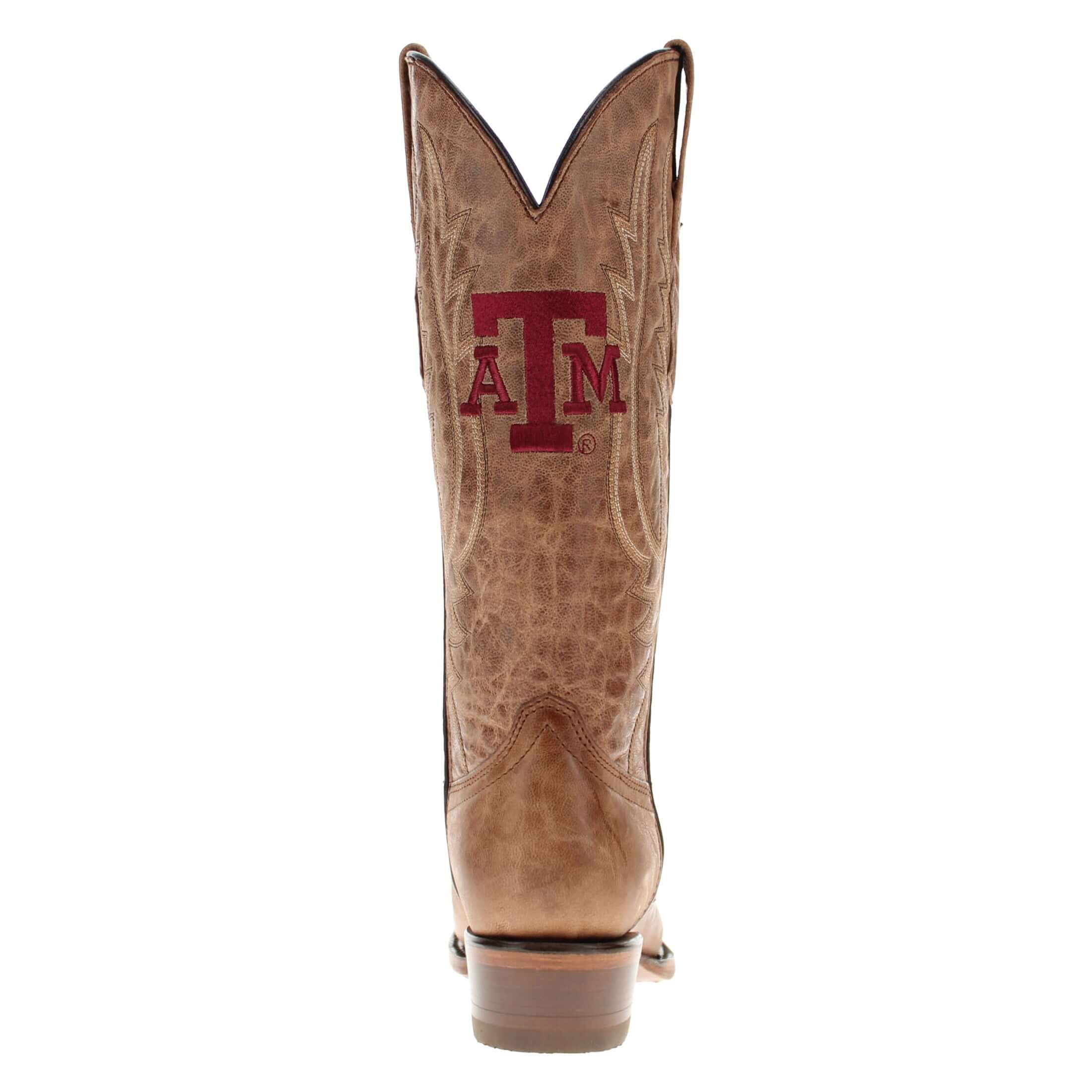 Women's Texas A&M Aggies Tan Leather Snip Toe Cowgirl Boots by Vaccari