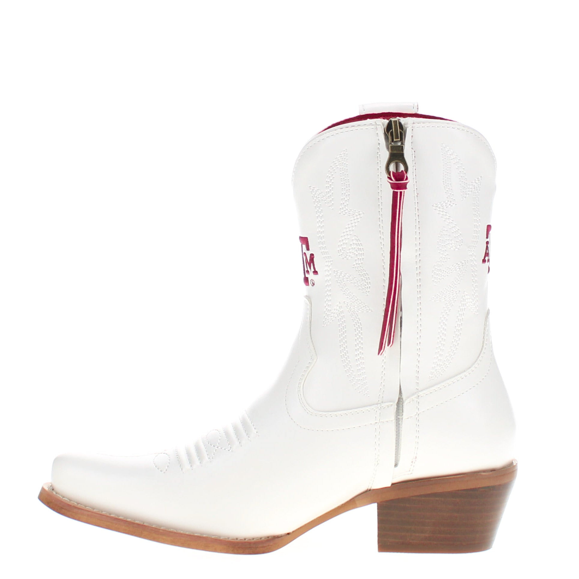 Women's Texas A&M University White Cowgirl Boots with Color Tassel Lynn by V by Vaccari