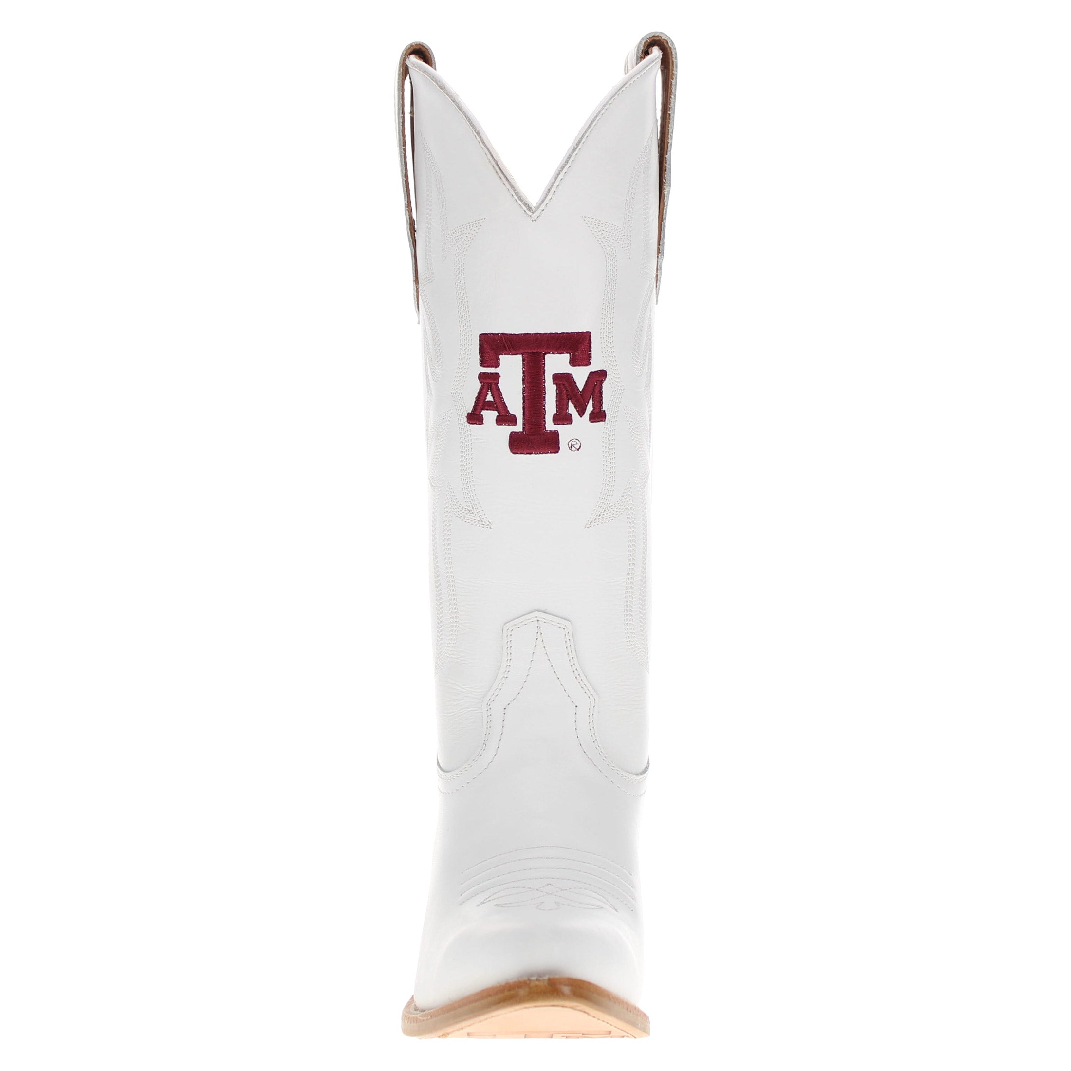 Women's Texas A&M Aggies All White Pointed Toe Cowgirl Boots Leighton Vaccari University