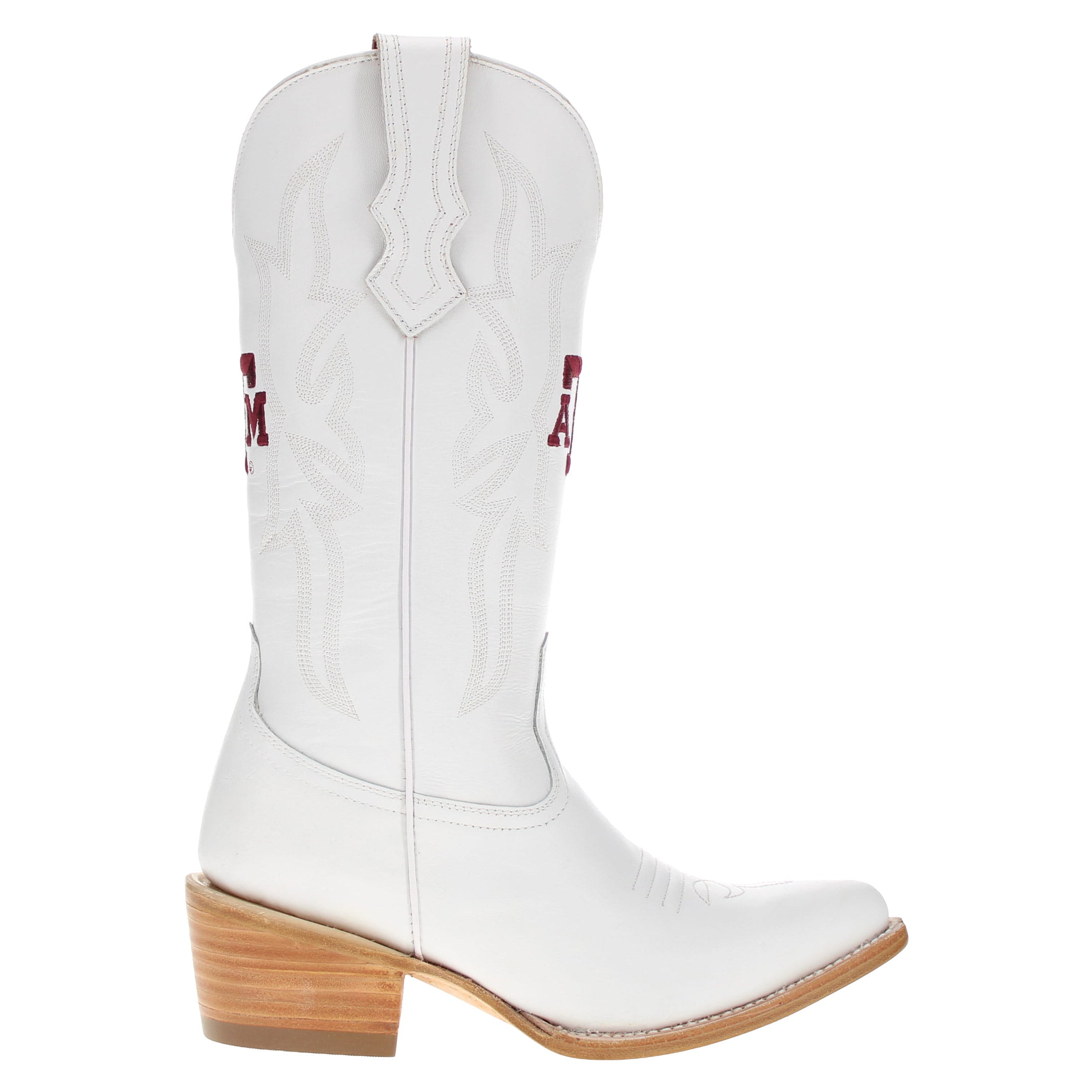 Women's Texas A&M Aggies All White Pointed Toe Cowgirl Boots Leighton Vaccari University