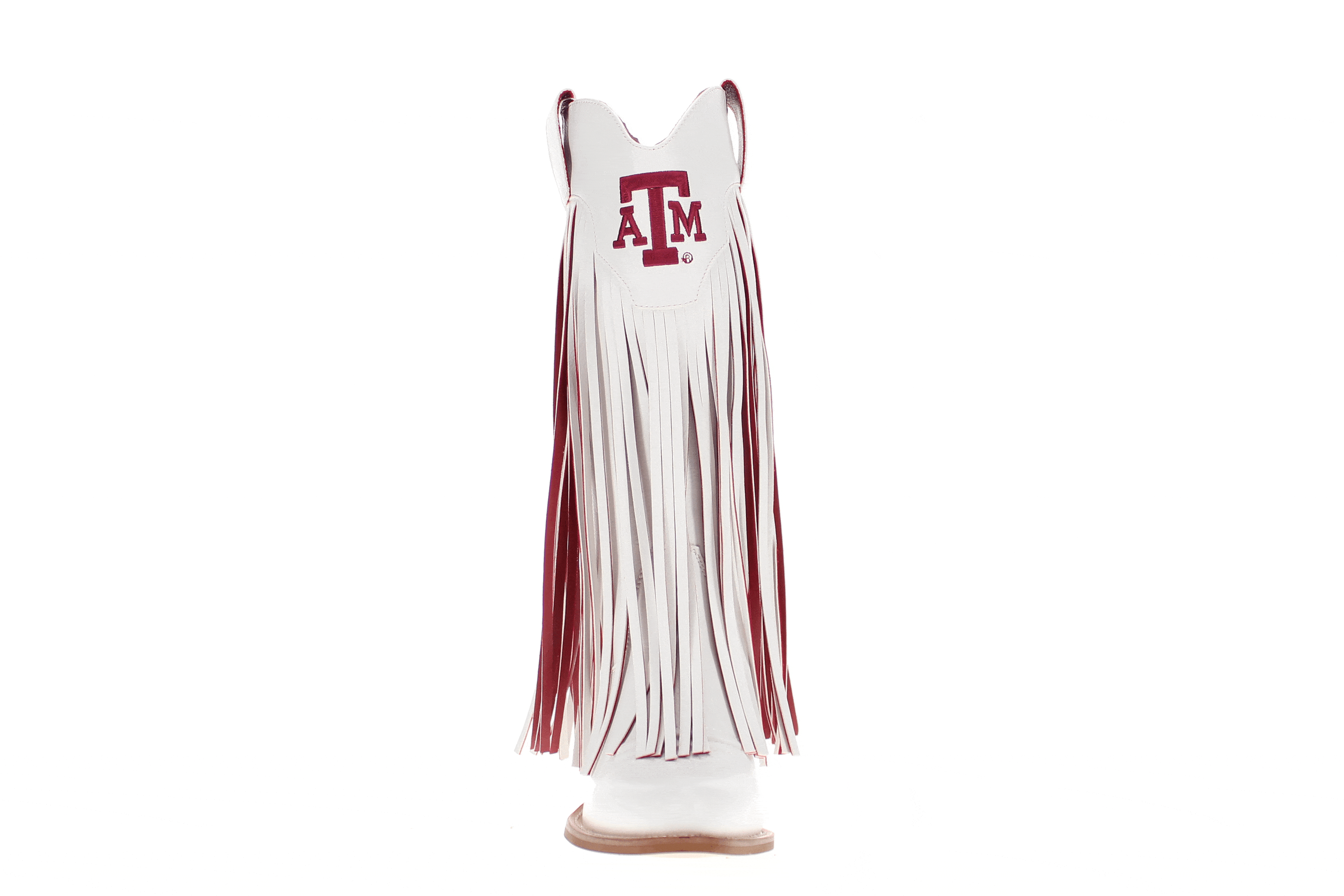 Women's Texas A&M University Kacey White Fringe Boot By V By Vaccari