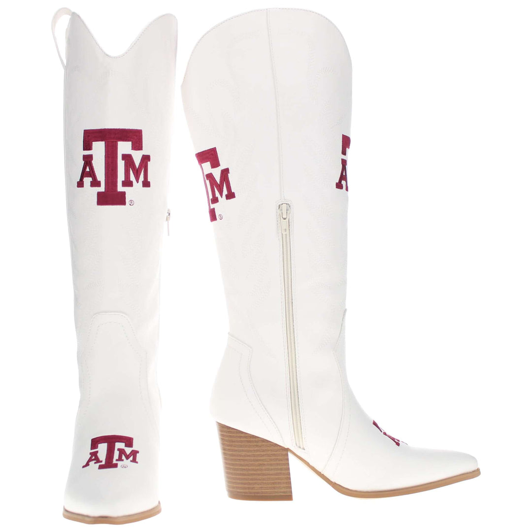 Texas A&M University Blair Tall White Boot By V By Vaccari