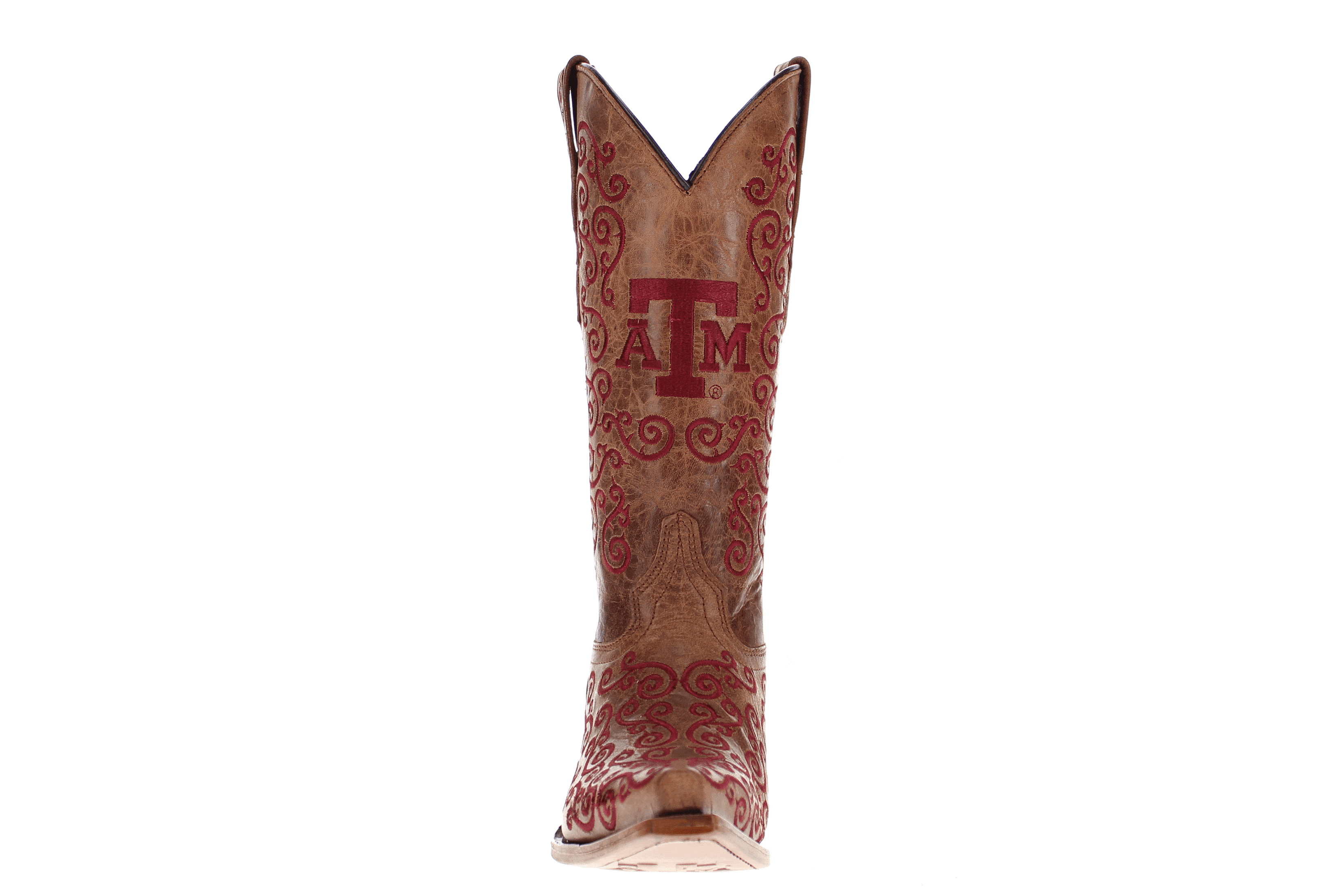 Women's Texas A&M University Scroll Embroidery Cowgirl Boots by Vaccari
