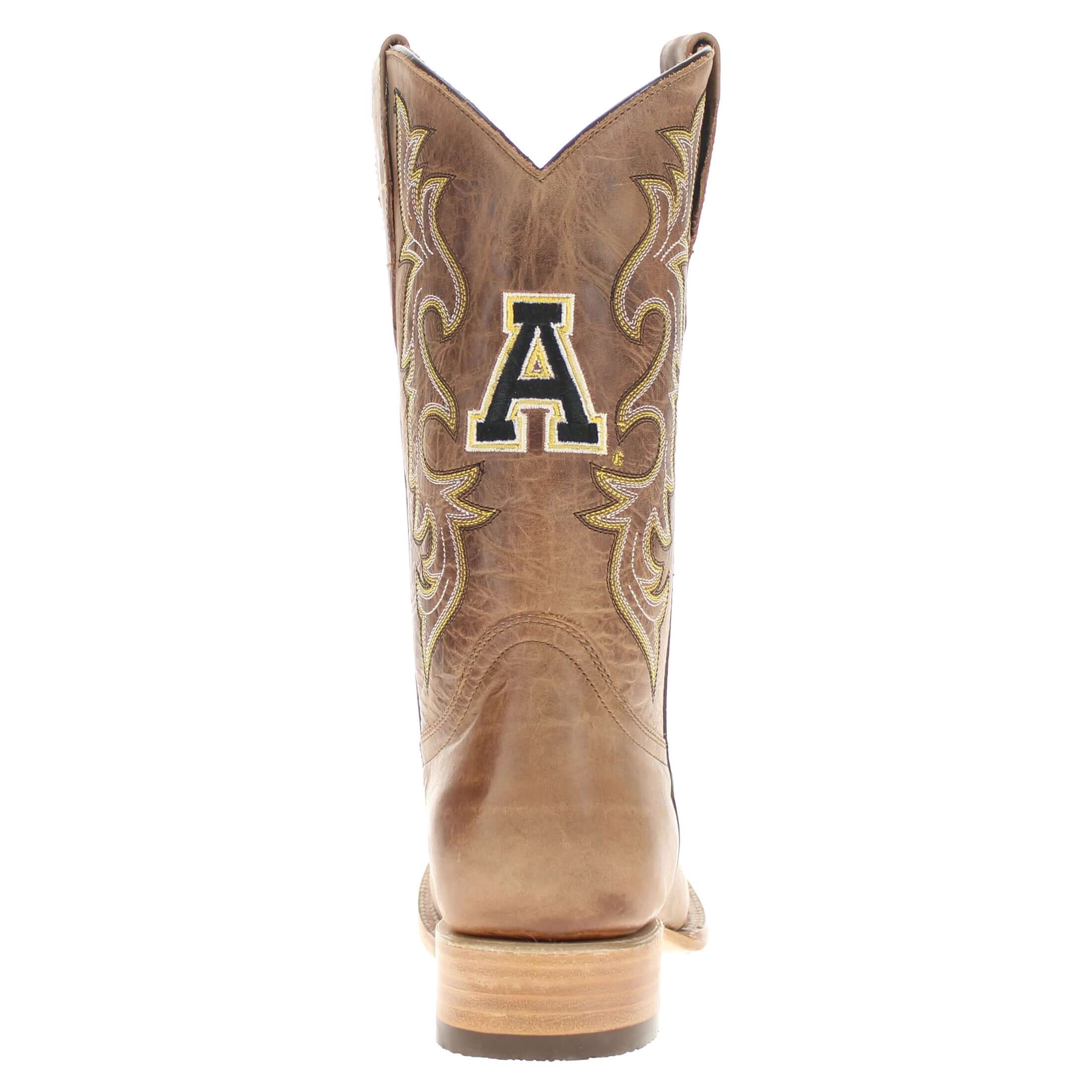 Men's Appalachian State University Tan Sqaure Toe Cowboy Boots by Vaccari