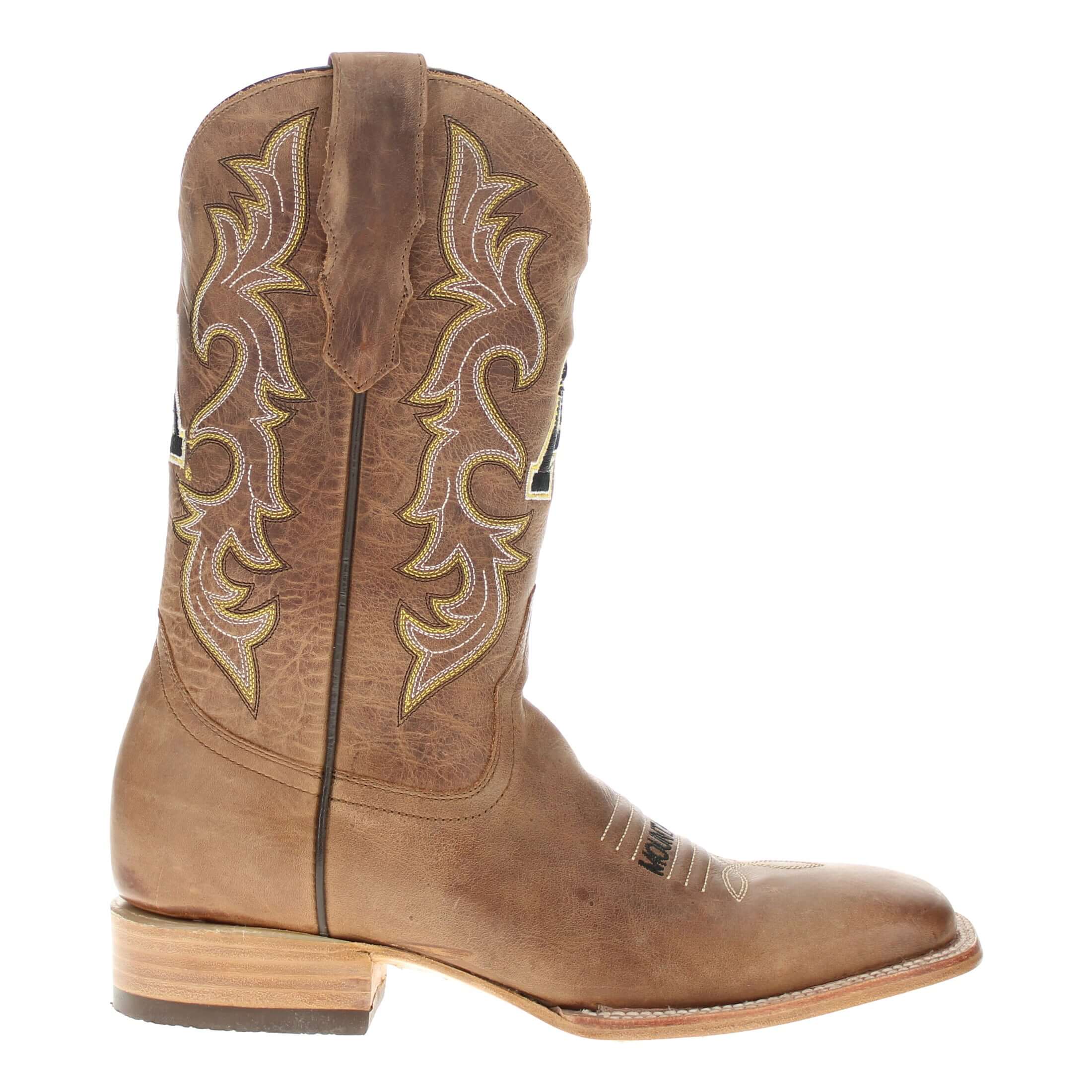 Men's Appalachian State University Tan Sqaure Toe Cowboy Boots by Vaccari