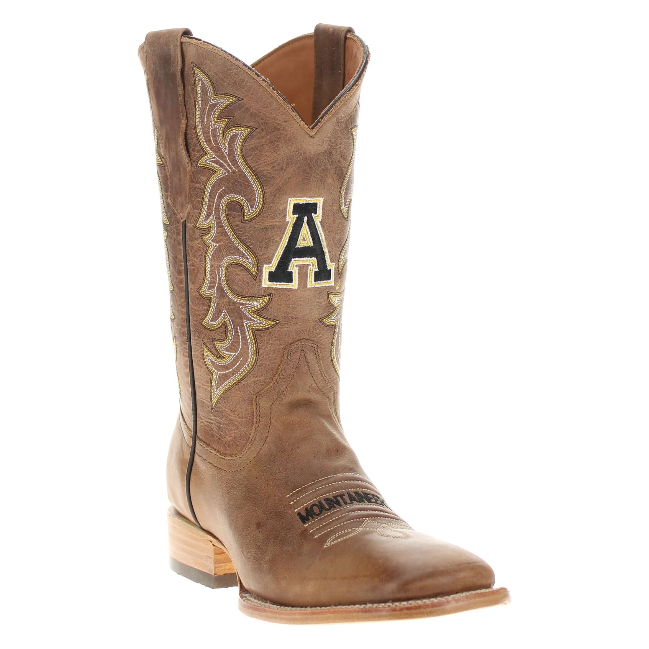 Men's Appalachian State University Tan Sqaure Toe Cowboy Boots by Vaccari
