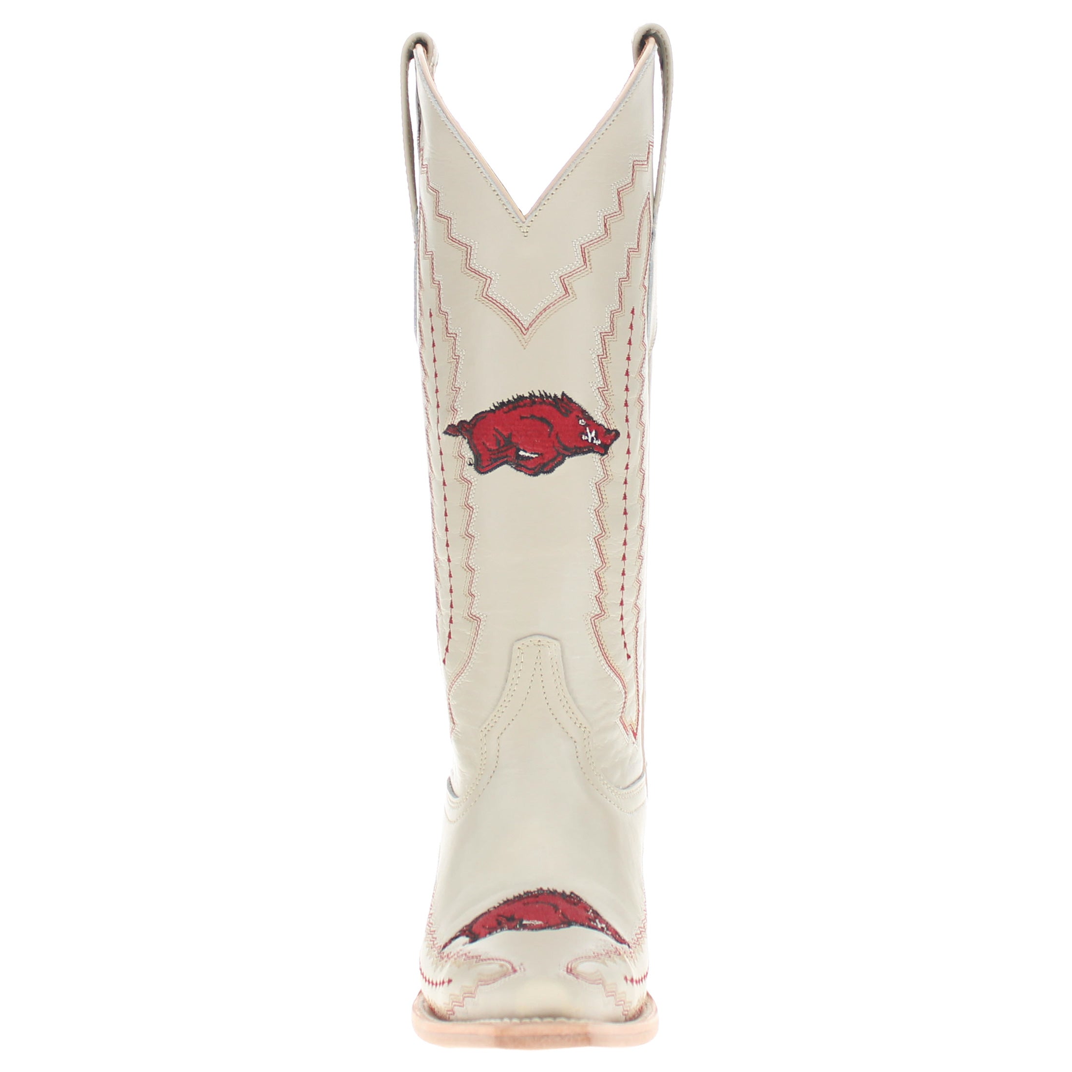 Women's University Arkansas Razorbacks Cowgirl Boots | Arkansas White Snip Toe Boots | Officially Licensed | Naomi