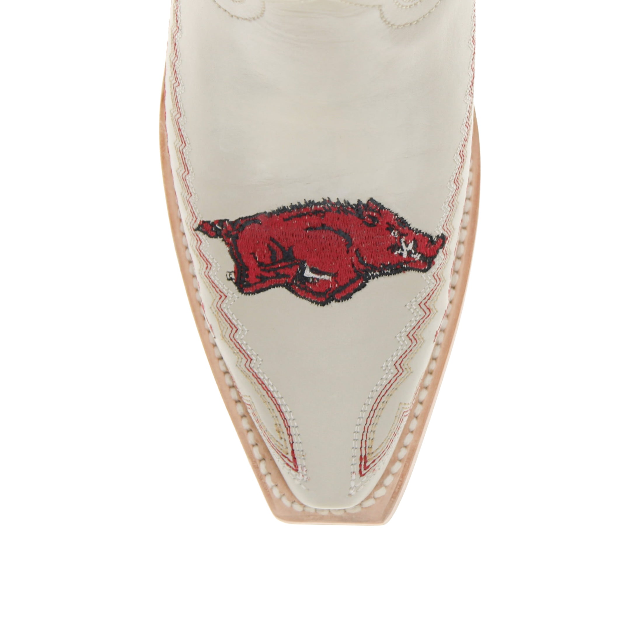 Women's University Arkansas Razorbacks Cowgirl Boots | Arkansas White Snip Toe Boots | Officially Licensed | Naomi