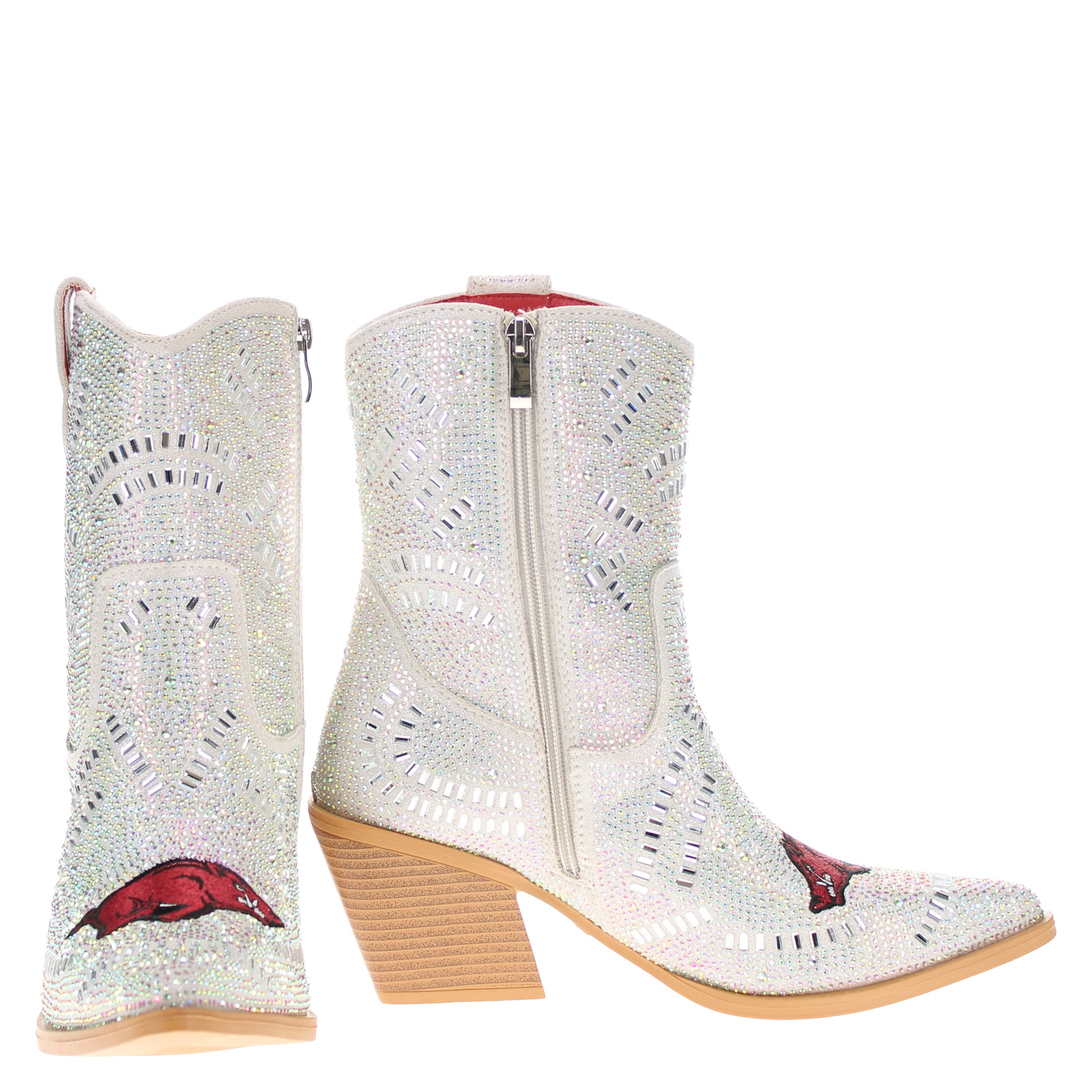 Women's University of Arkansas Natural Bling Cowgirl Booties Jade by V by Vaccari