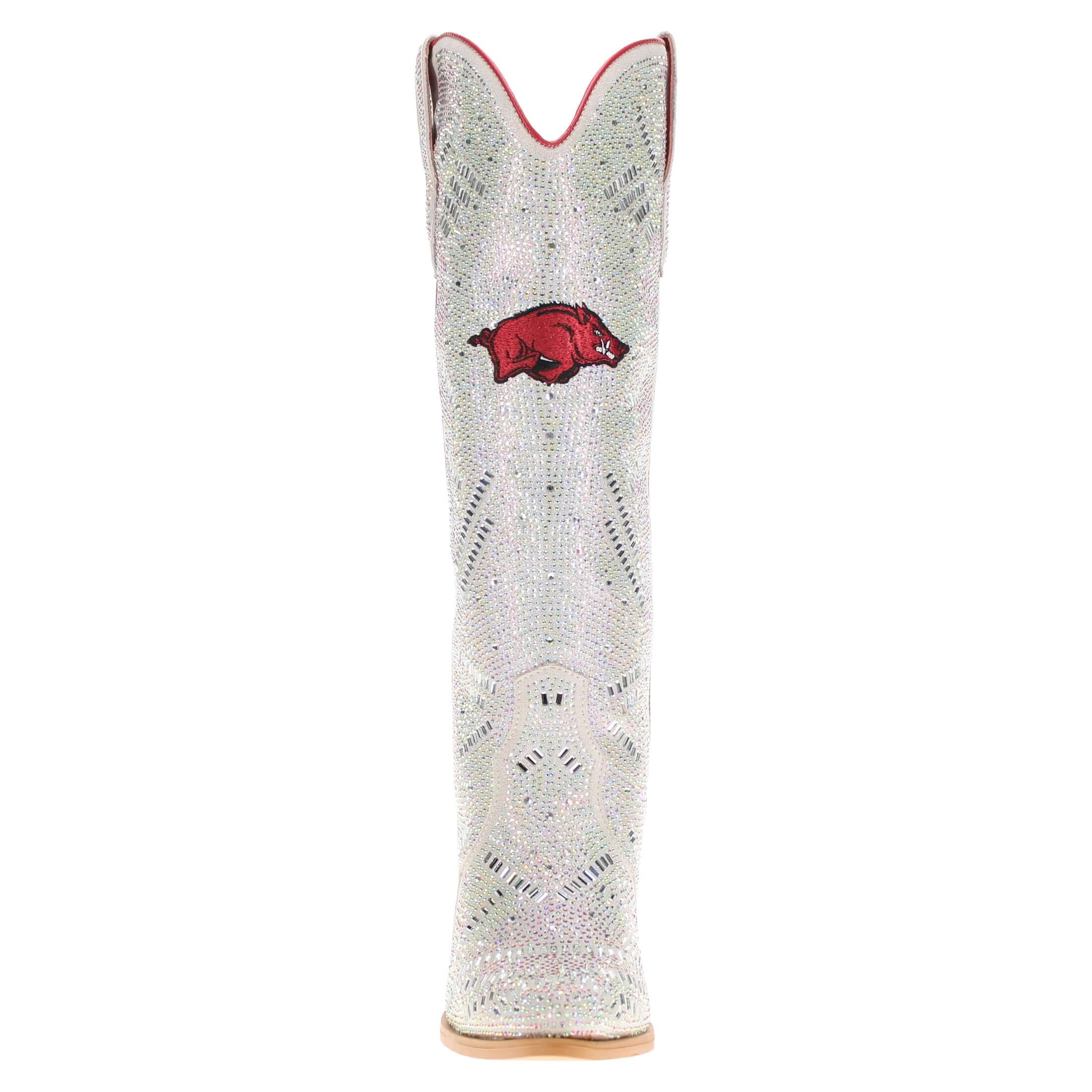 Women's University of Arkansas Natural Tall Bling Cowgirl Boots Amber by V by Vaccari