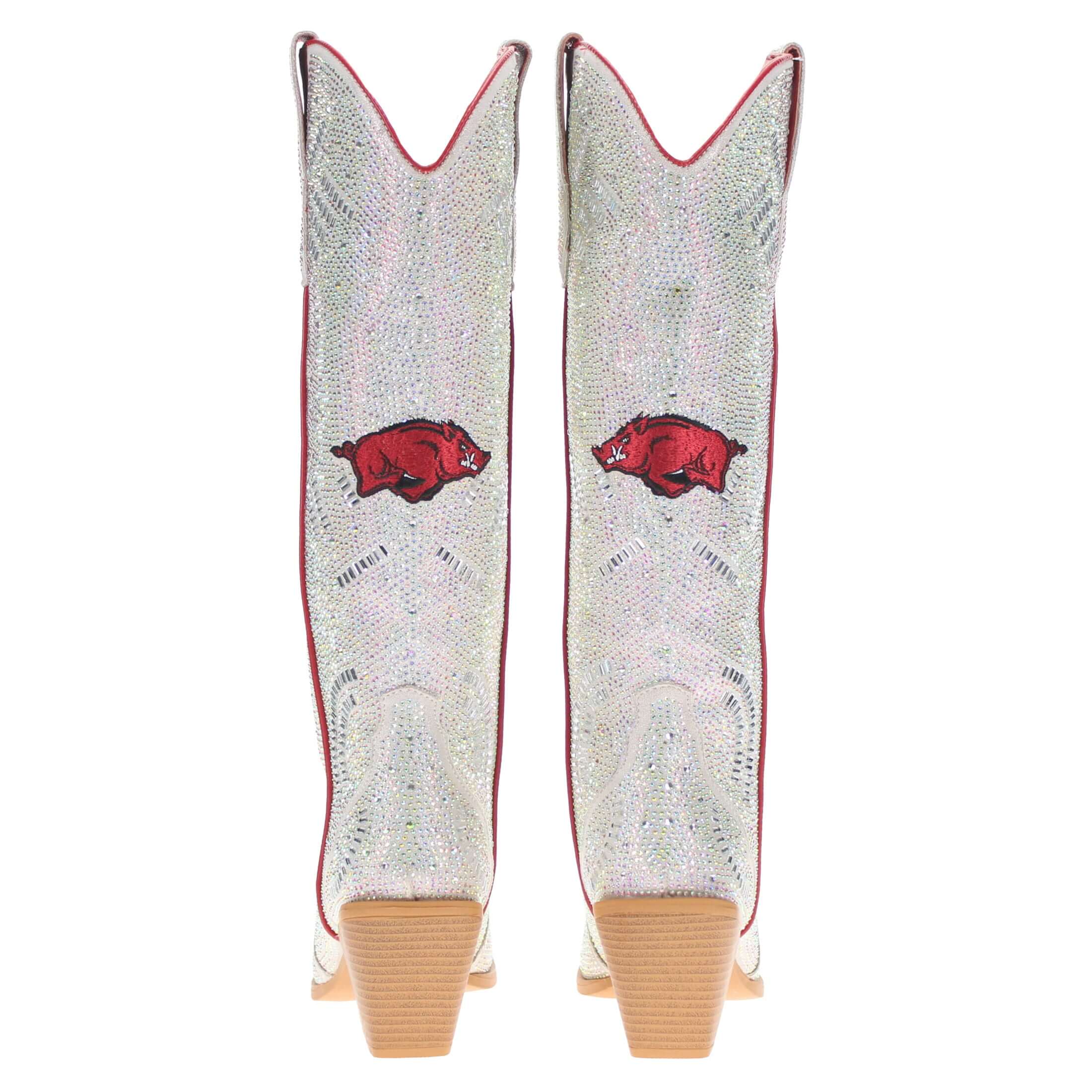 Women's University of Arkansas Natural Tall Bling Cowgirl Boots Amber by V by Vaccari