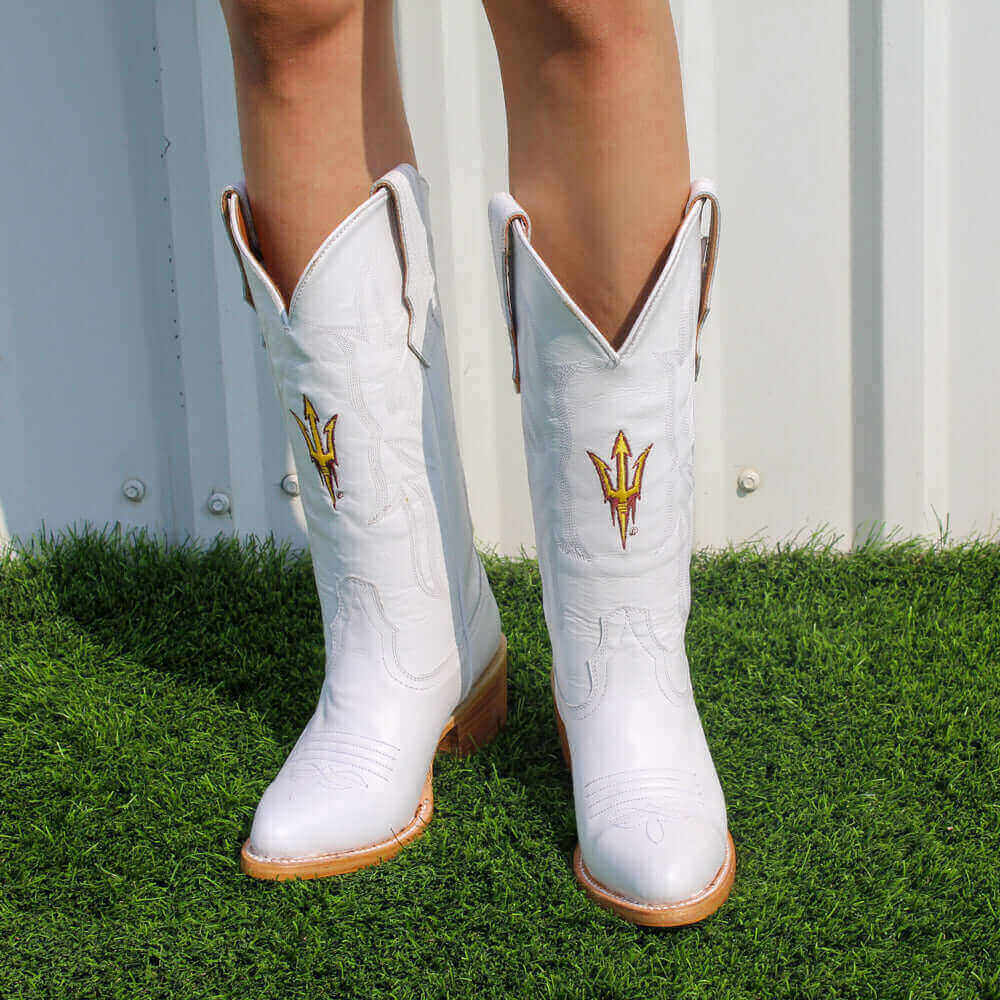 ASU White Cowgirl Boots Leighton by Vaccari University