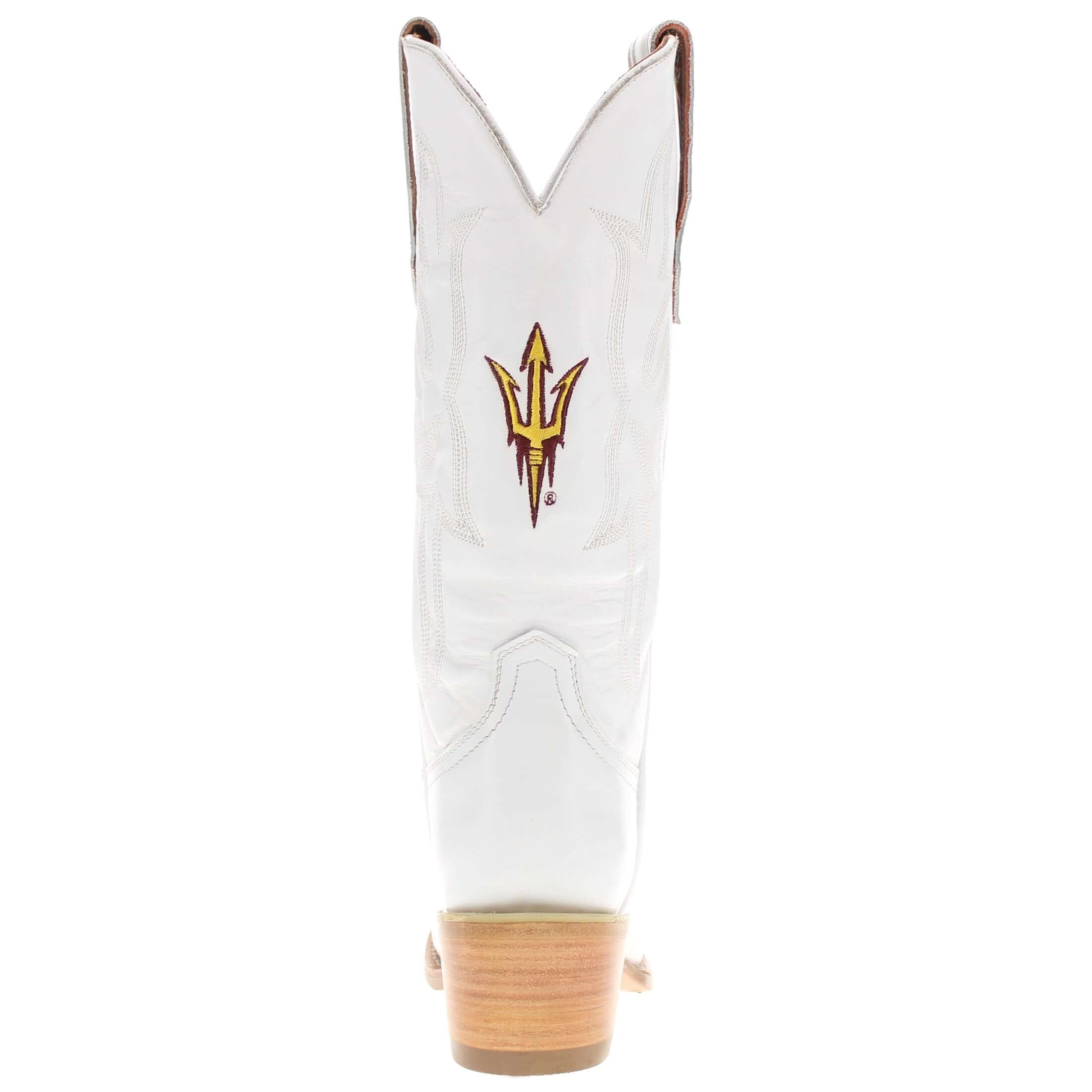 Women's Arizona State University All White Pointed Toe Cowgirl Boots Leighton Vaccari University