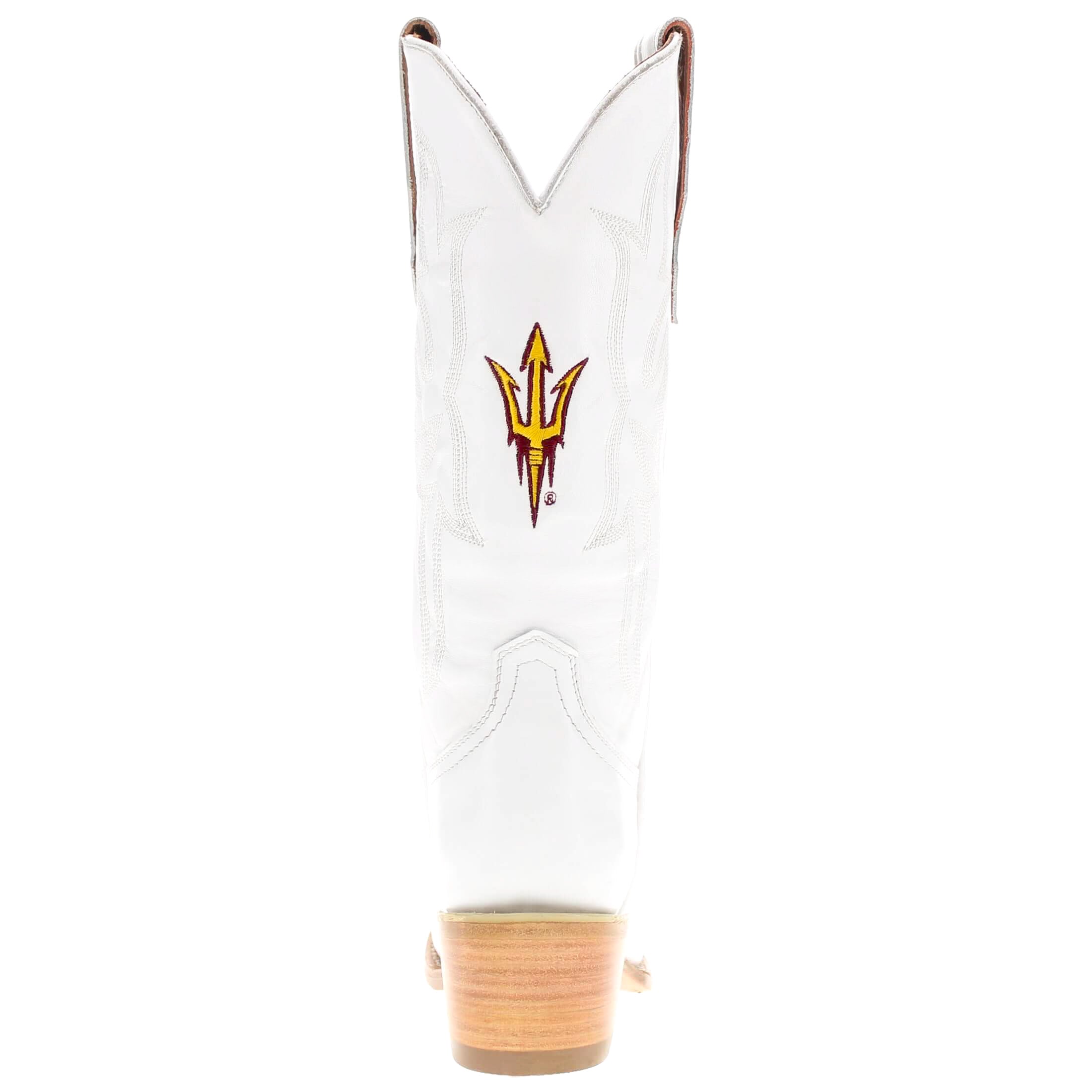 Women's Arizona State University All White Pointed Toe Cowgirl Boots Leighton Vaccari University
