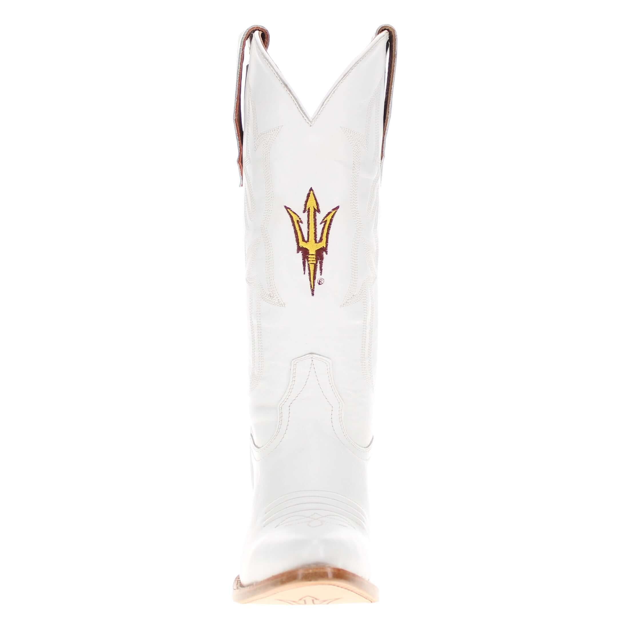 Women's Arizona State University All White Pointed Toe Cowgirl Boots Leighton Vaccari University