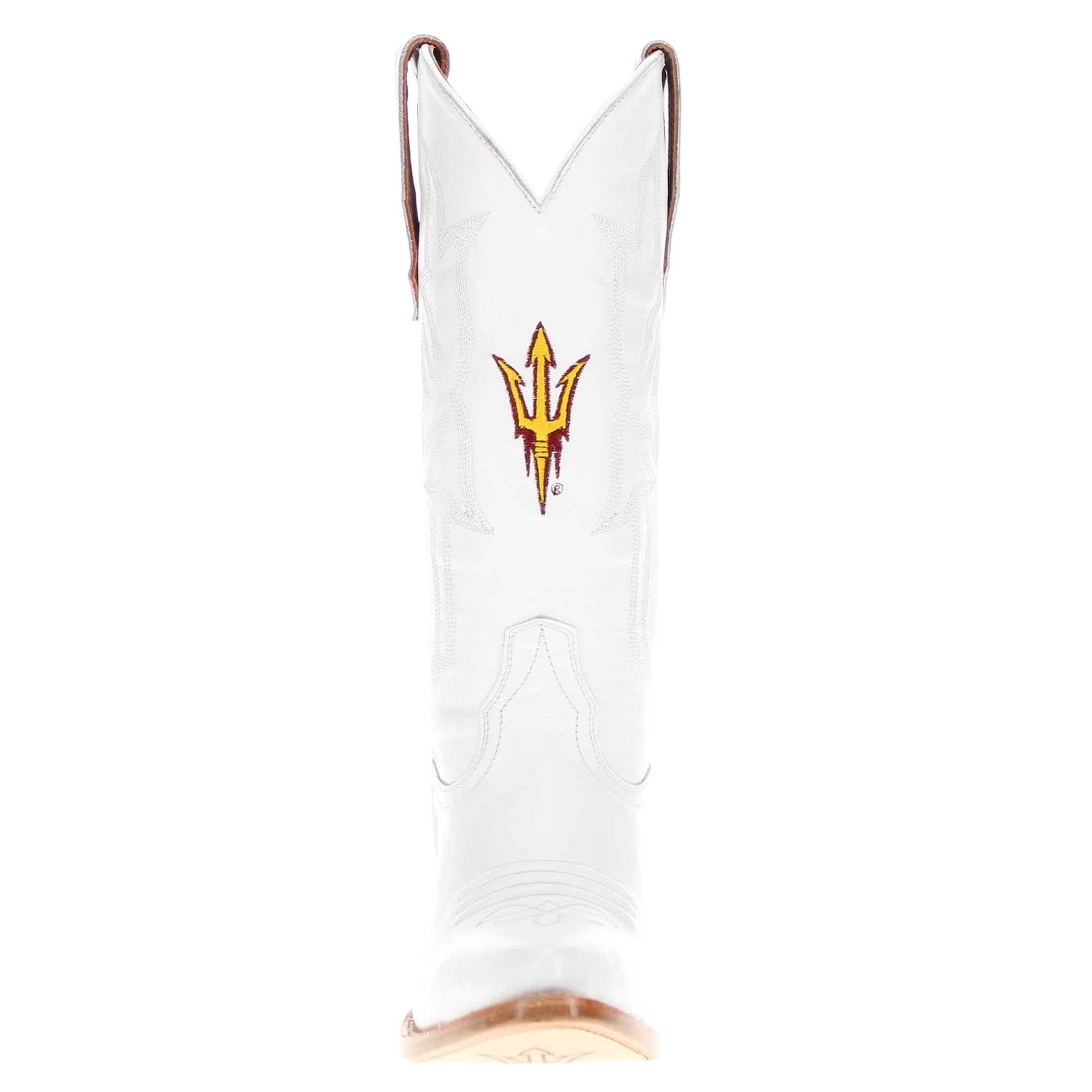 Women's Arizona State University All White Pointed Toe Cowgirl Boots Leighton Vaccari University