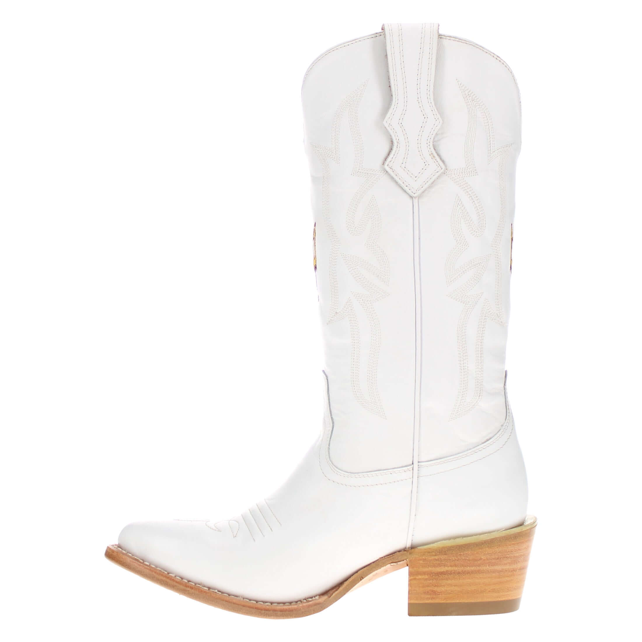 Women's Arizona State University All White Pointed Toe Cowgirl Boots Leighton Vaccari University