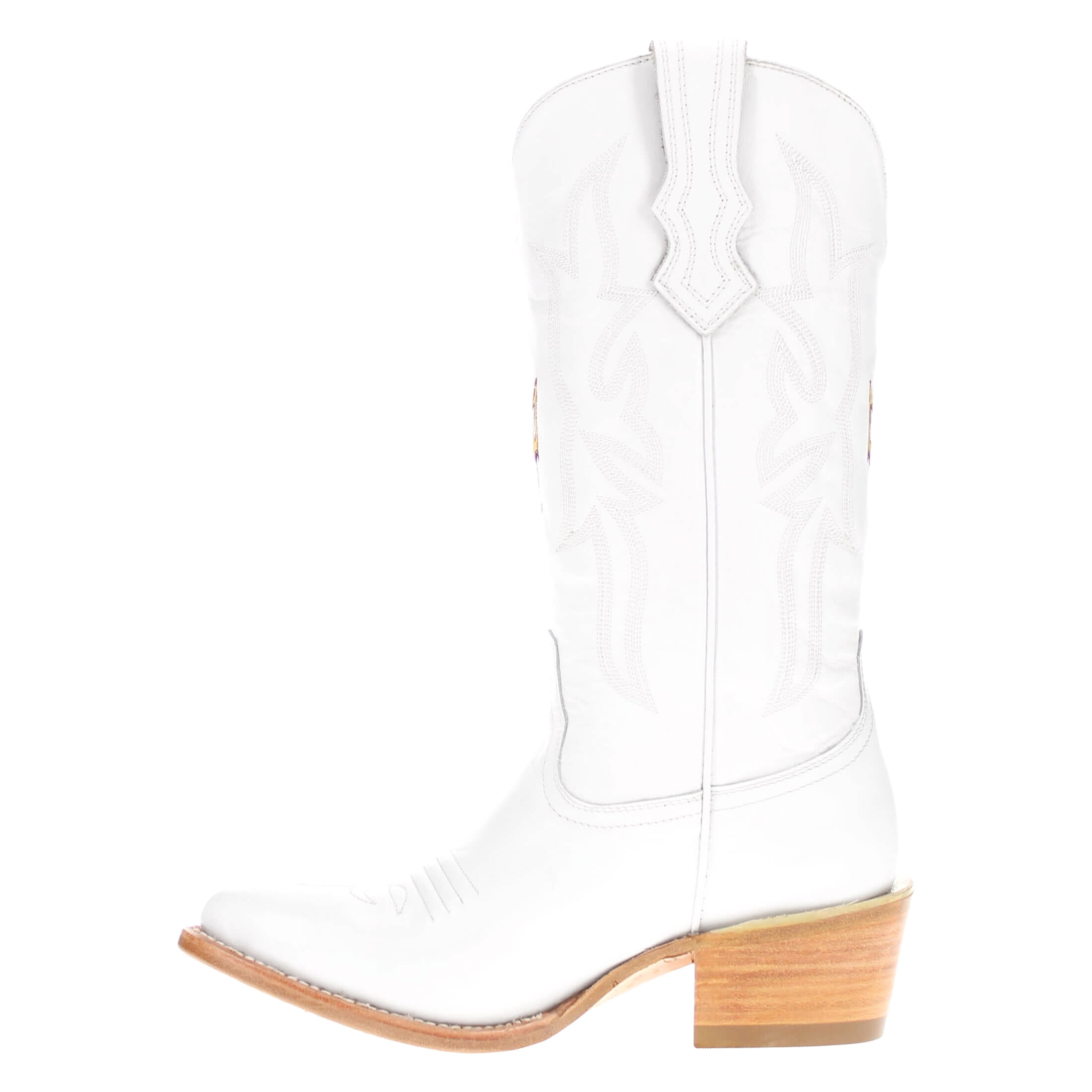 Women's Arizona State University All White Pointed Toe Cowgirl Boots Leighton Vaccari University