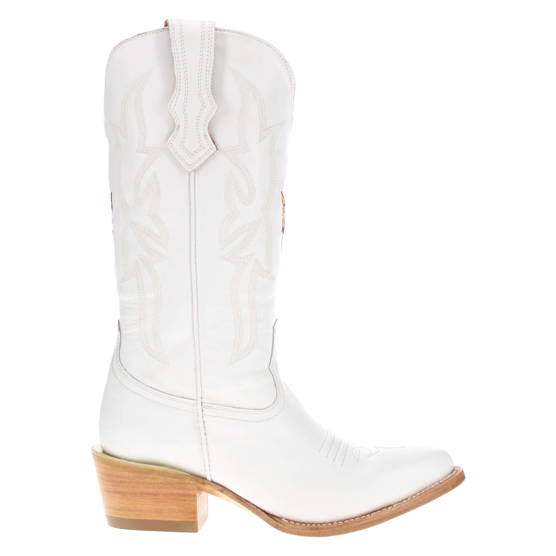 Women's Arizona State University All White Pointed Toe Cowgirl Boots Leighton Vaccari University
